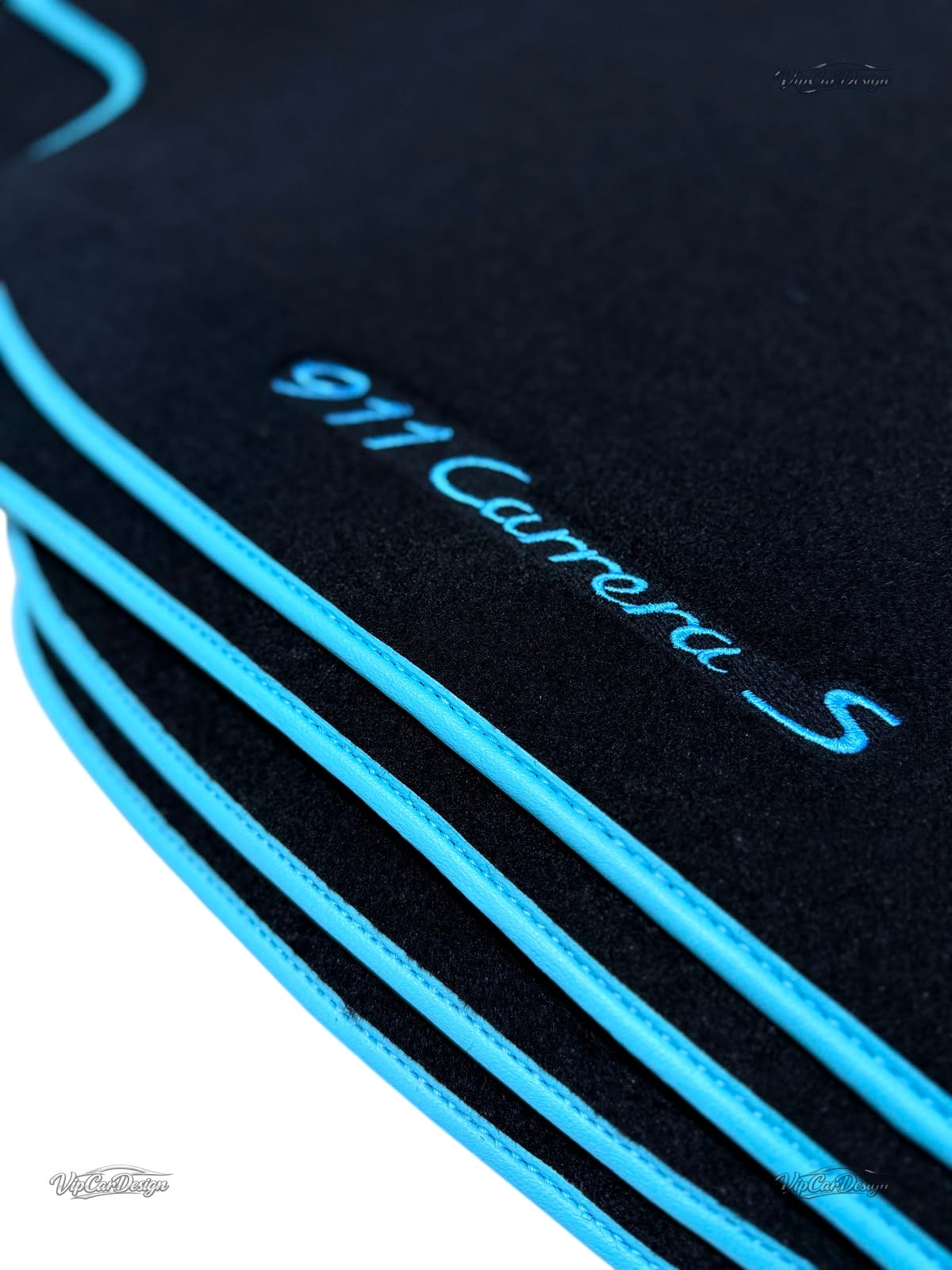 Porsche 911 - 964 (1989-1994) Custom Fit Floor Mats 911 Carrera Logo - Full Set Angled View | VipCarDesign