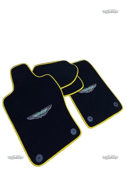 Aston Martin V12 Vanquish (2001-2005) Custom Fit Floor Mats - Full Set Angled View | VipCarDesign