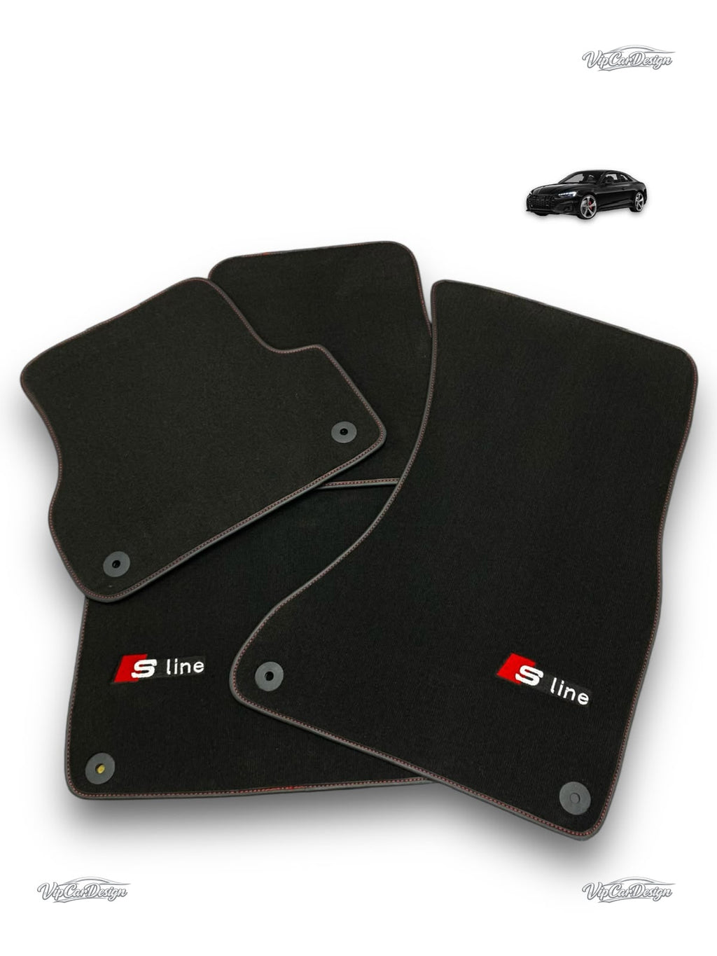 Audi A3 - 3-door Hatchback (2000-2003) Custom Fit Floor Mats S-Line Logo - S-Line Logo Detail | VipCarDesign