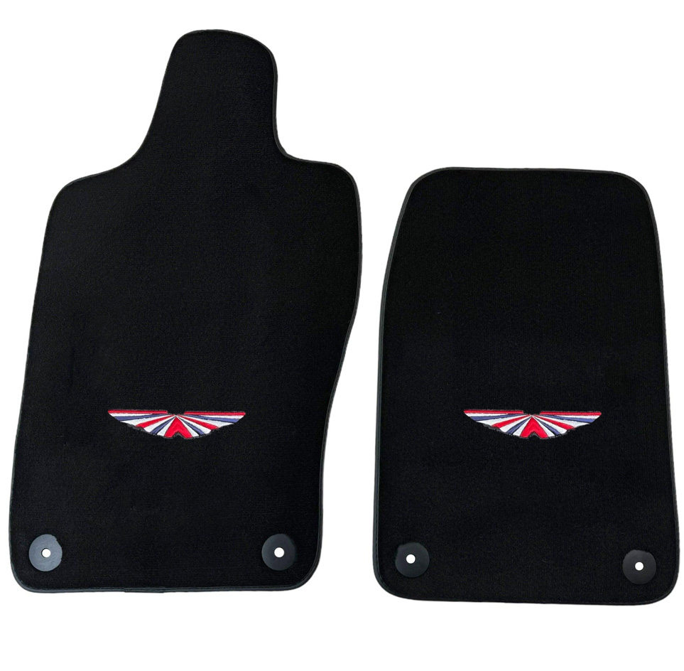 Black Floor Mats For Aston Martin DBS Superleggera (2018-2023) Coupe Convertible | ER56 Design Custom Fit Premium Velour Floor Mats