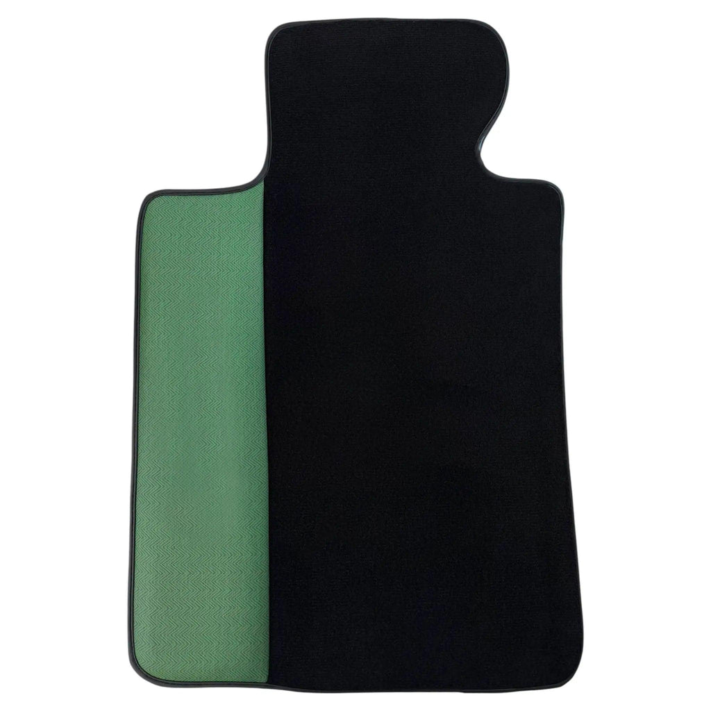 BMW M5 G90 (2023-2026) Sedan | Green Leather Borders Custom Fit Premium Velour Floor Mats