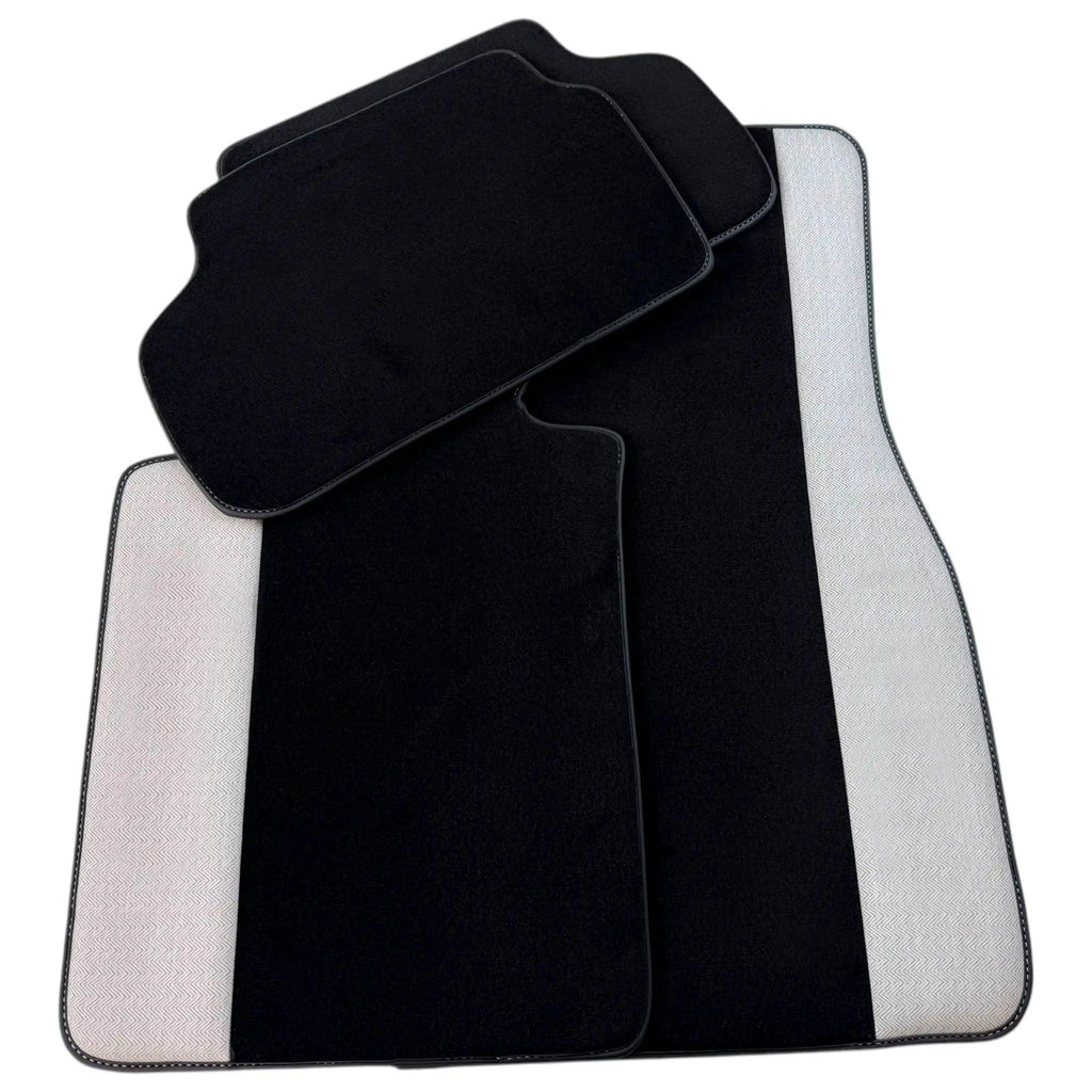 BMW M5 G90 (2023-2026) Sedan with Gray Leather Borders Custom Fit Premium Velour Floor Mats