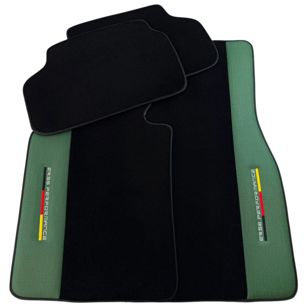 BMW 2 Series U06 (2022-2026) with Green Leather ER56 Performance Custom Fit Premium Velour Floor Mats