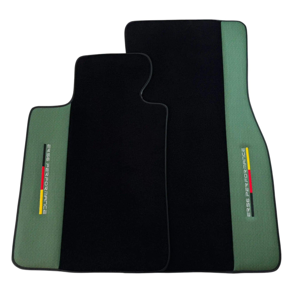 BMW 2 Series U06 (2022-2026) with Green Leather ER56 Performance Custom Fit Premium Velour Floor Mats