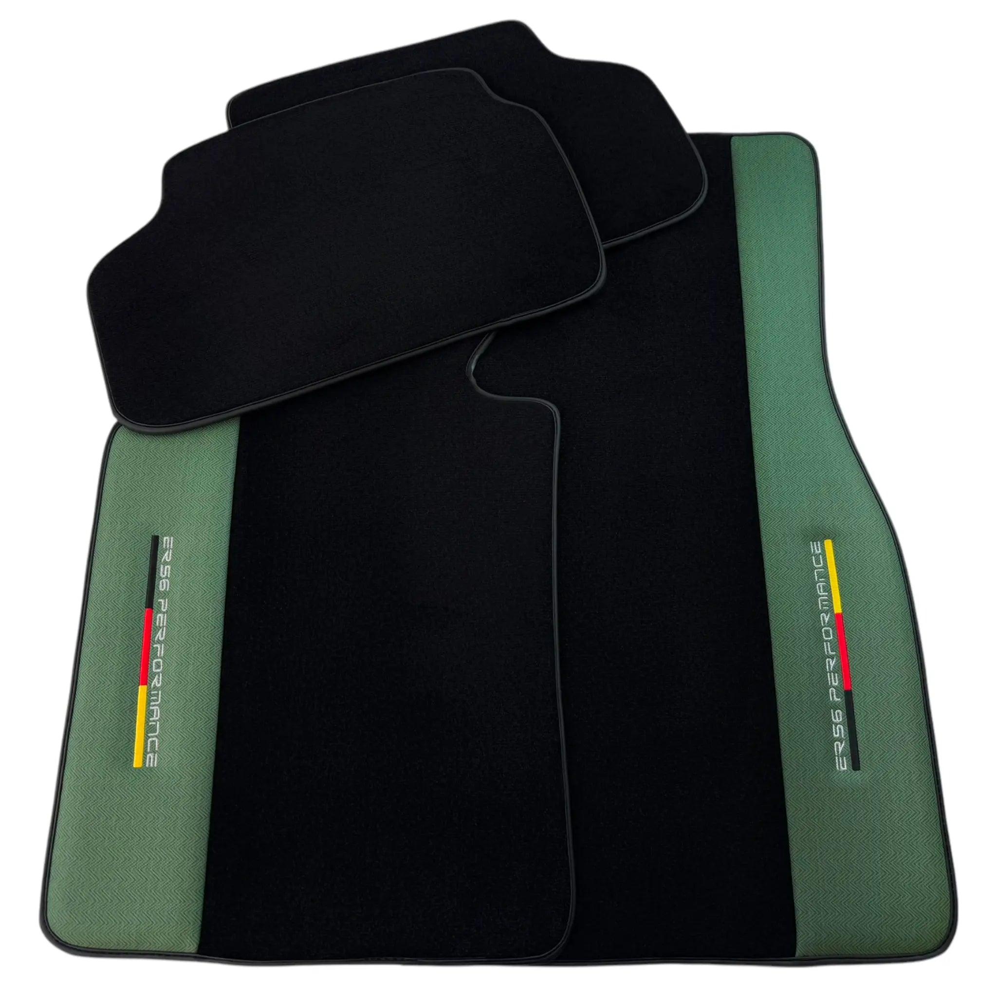 BMW 2 Series U06 (2022-2026) with Green Leather ER56 Performance Custom Fit Premium Velour Floor Mats