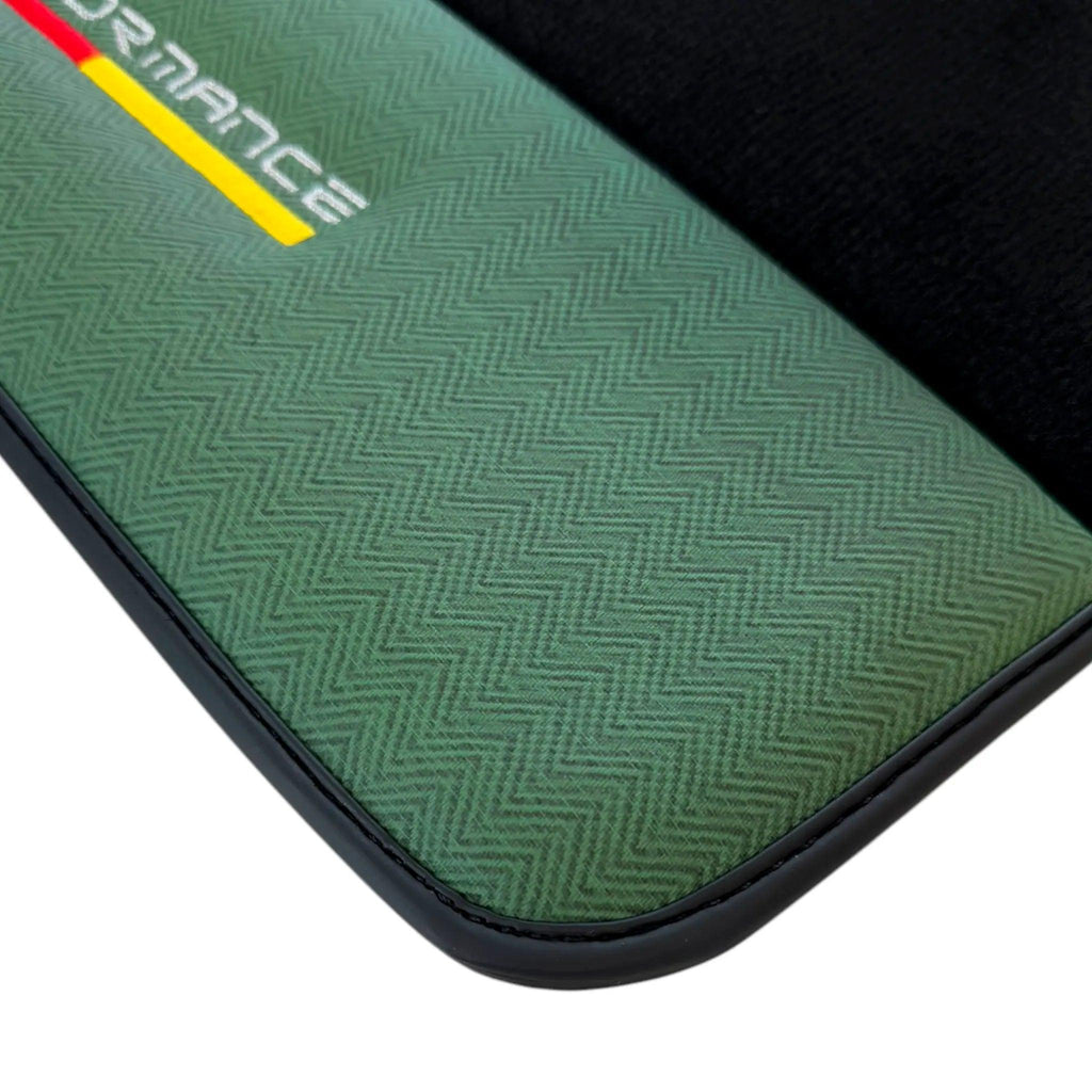 BMW G61 (2023-2026) Touring with Green Leather ER56 Performance Custom Fit Premium Velour Floor Mats