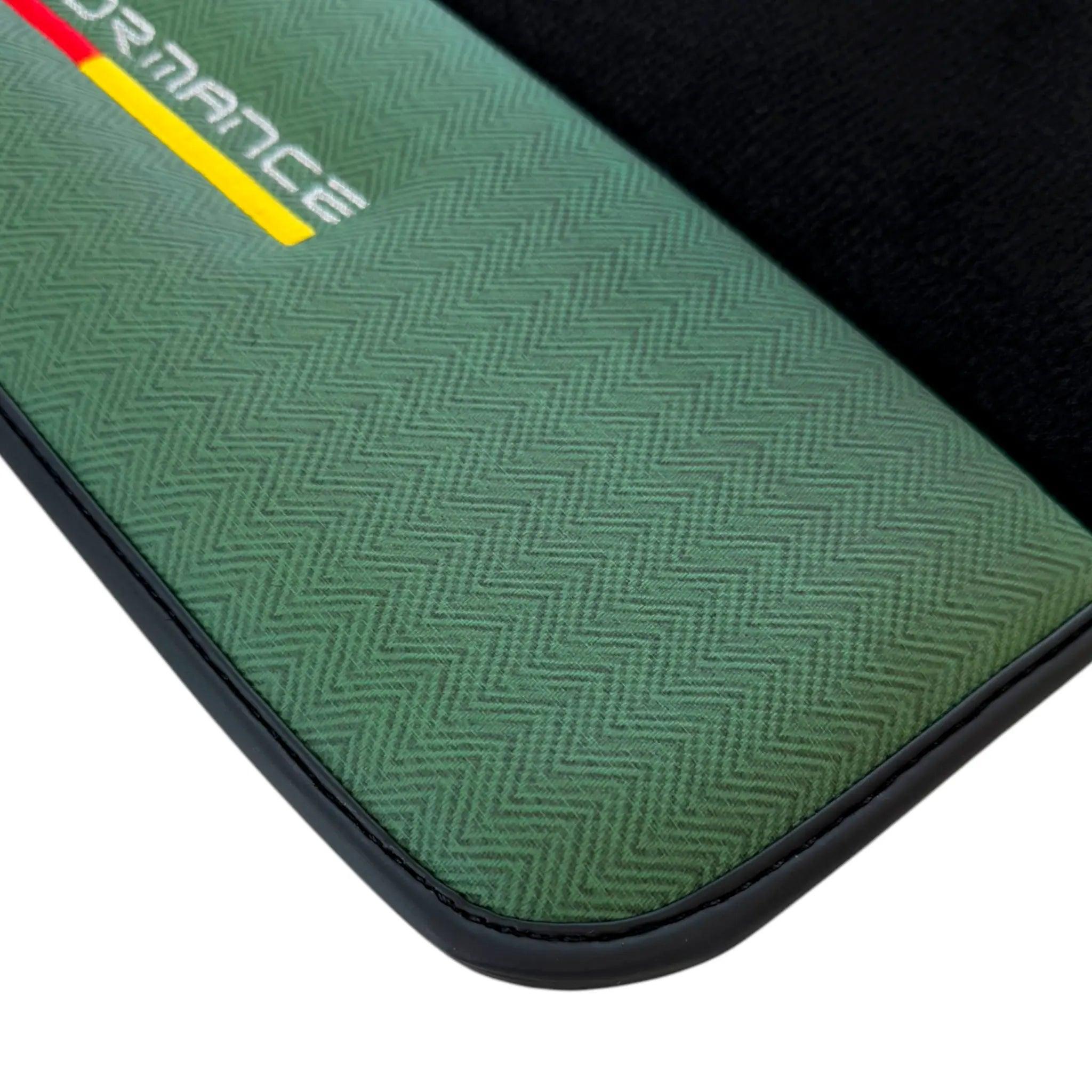 BMW M3 G81 Touring (2022-2026) with Green Leather ER56 Performance Custom Fit Premium Velour Floor Mats