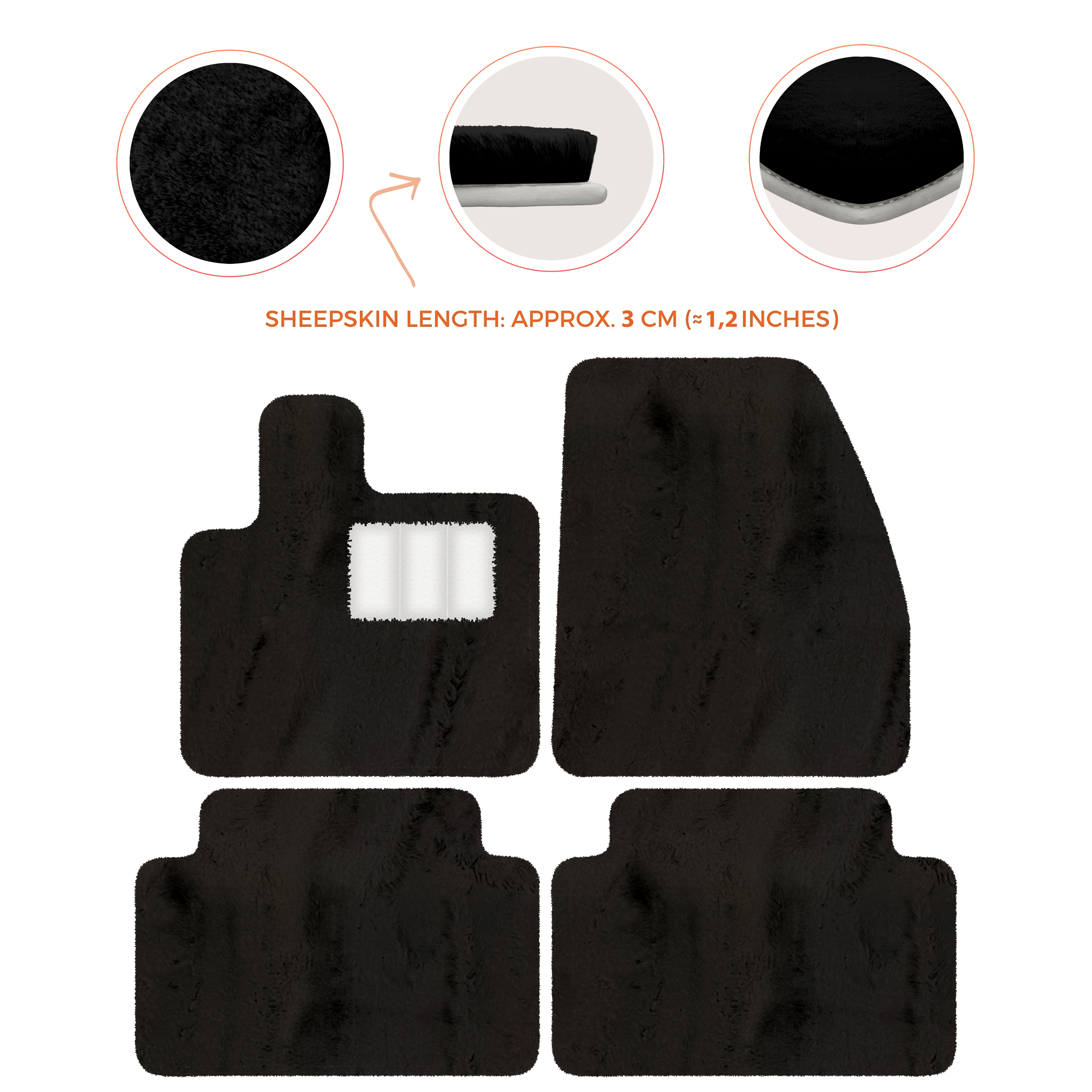 Range Rover Evoque (2019-2024) 5-Doors - Sheepskin Length, Various Color Options Custom Fit Premium Velour Floor Mats