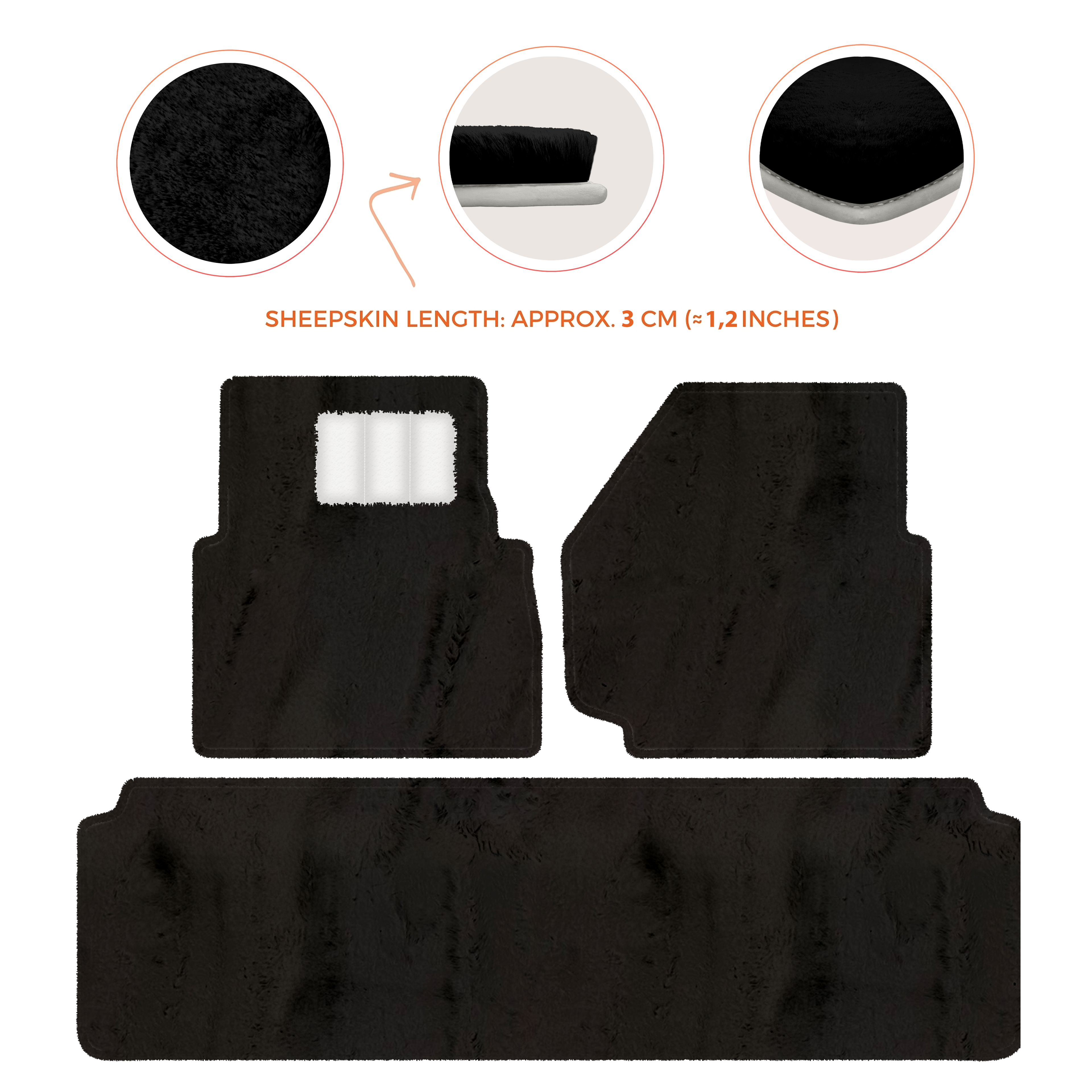 Land Rover Defender 110 (2007-2020) - Sheepskin Length, Various Color Options Custom Fit Premium Velour Floor Mats