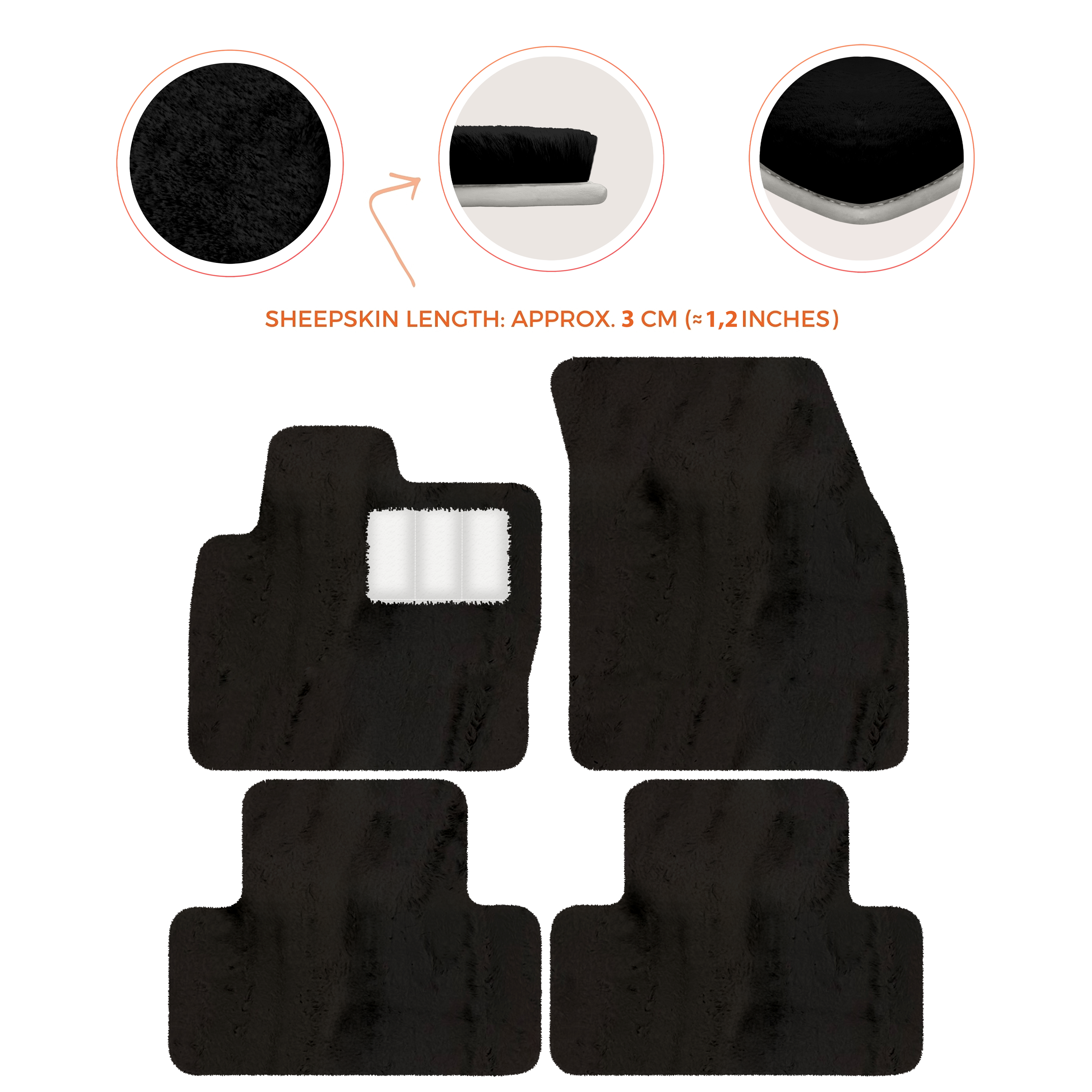 Range Rover Evoque (2015-2019) 5-Doors - Sheepskin Length, Various Color Options Custom Fit Premium Velour Floor Mats