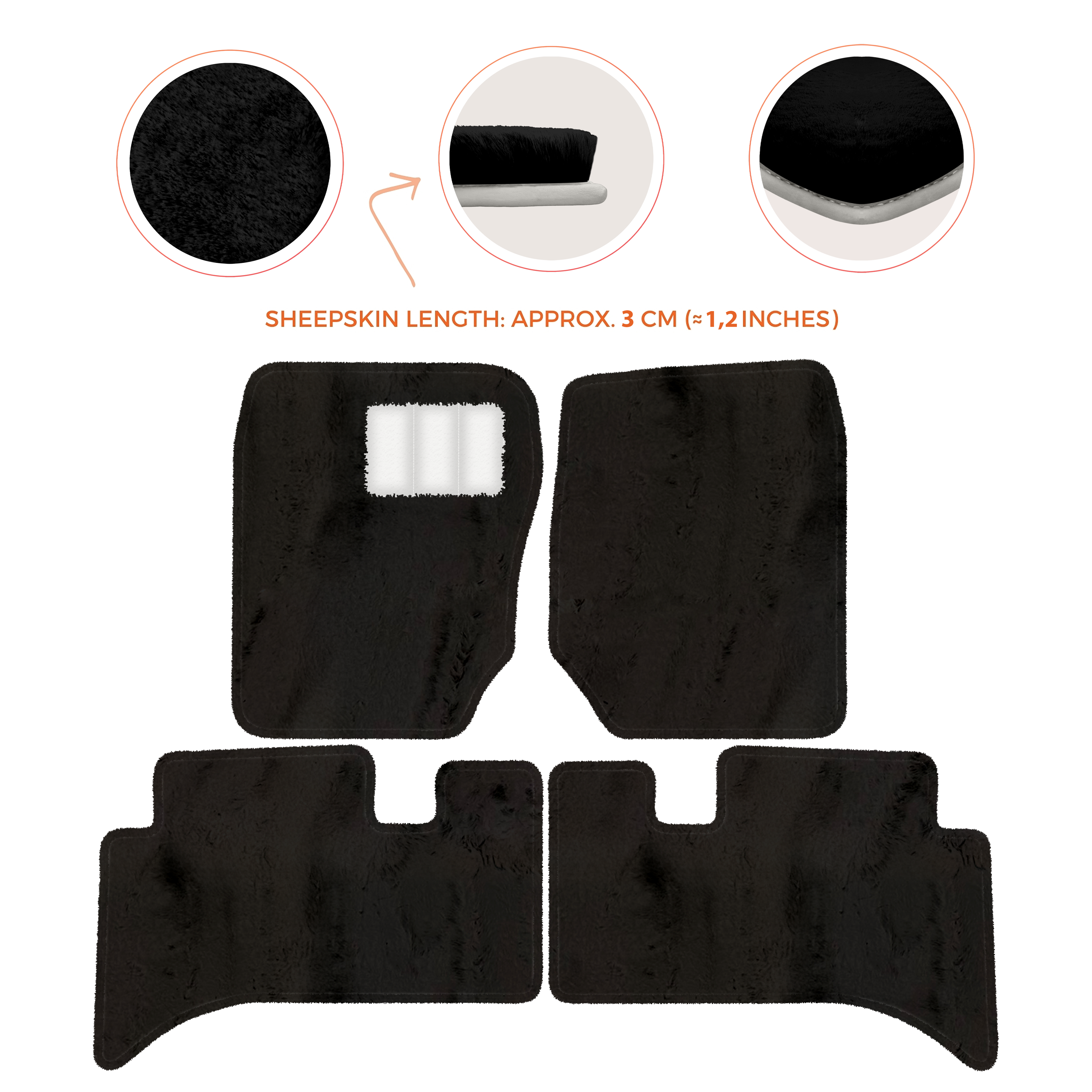 Range Rover (1994-2002) - Sheepskin Length, Various Color Options Custom Fit Premium Velour Floor Mats
