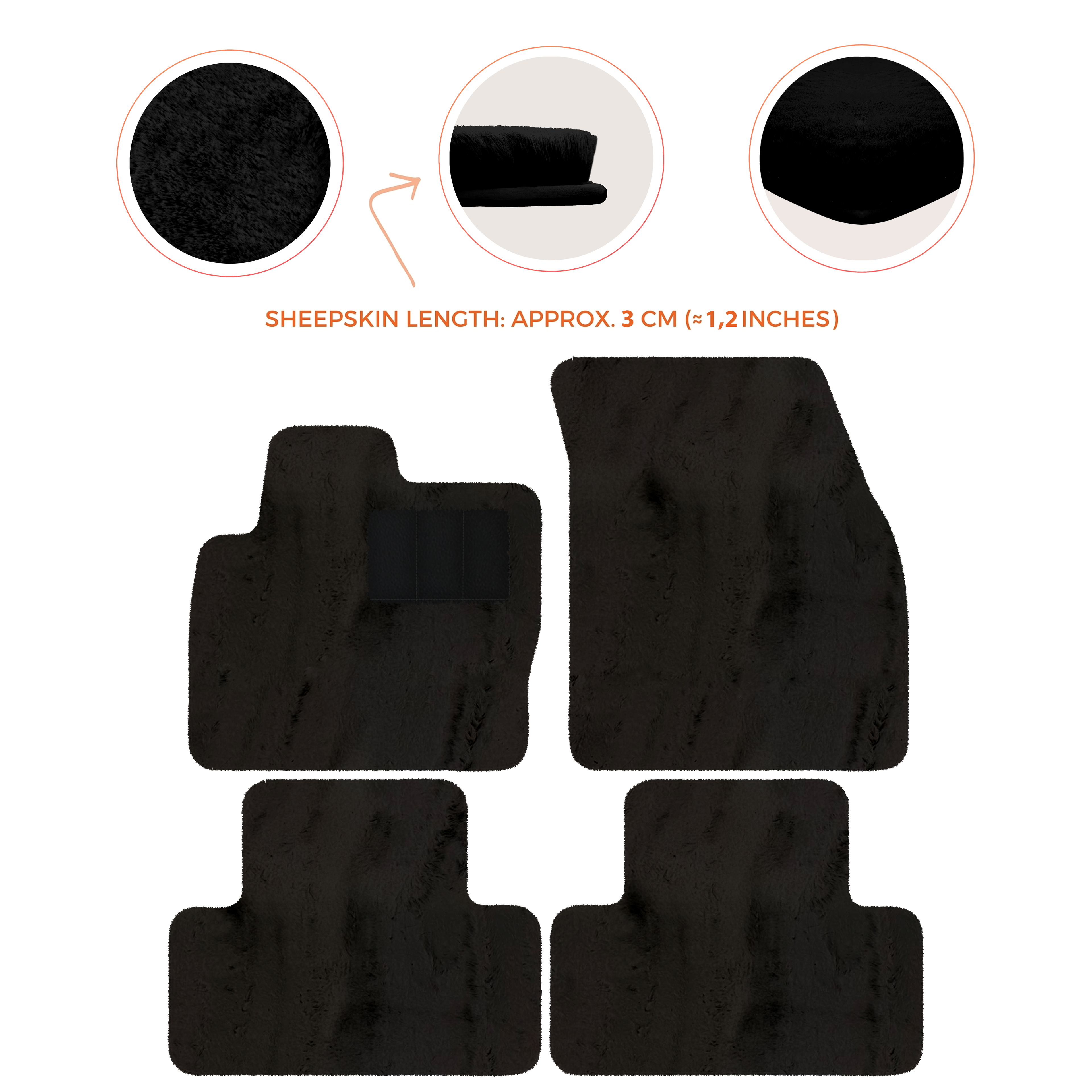 Range Rover Evoque (2015-2019) 5-Doors - Sheepskin Length, Various Color Options Custom Fit Premium Velour Floor Mats