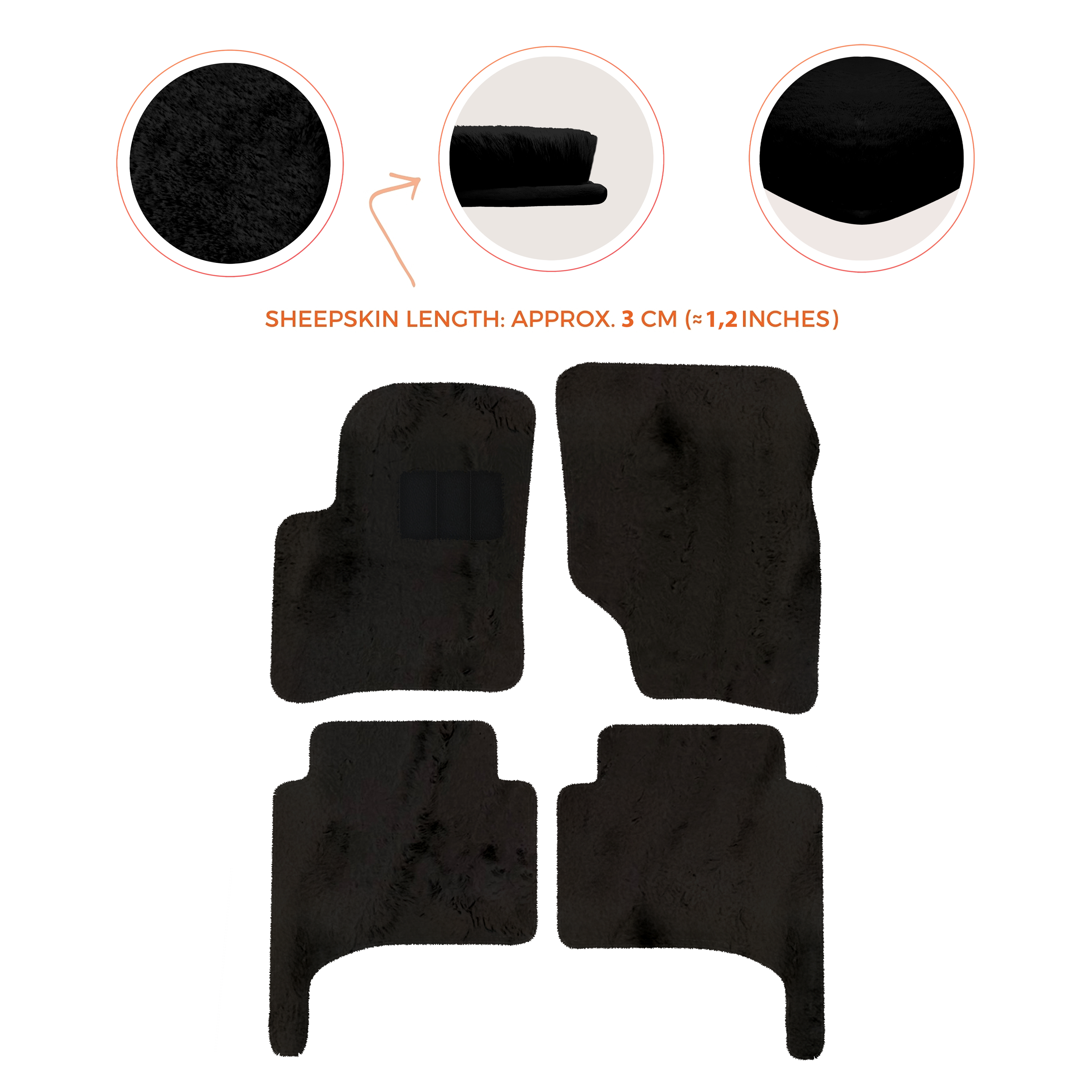 Porsche Cayenne (2003-2010) - Sheepskin Length, Various Color Options Custom Fit Premium Velour Floor Mats