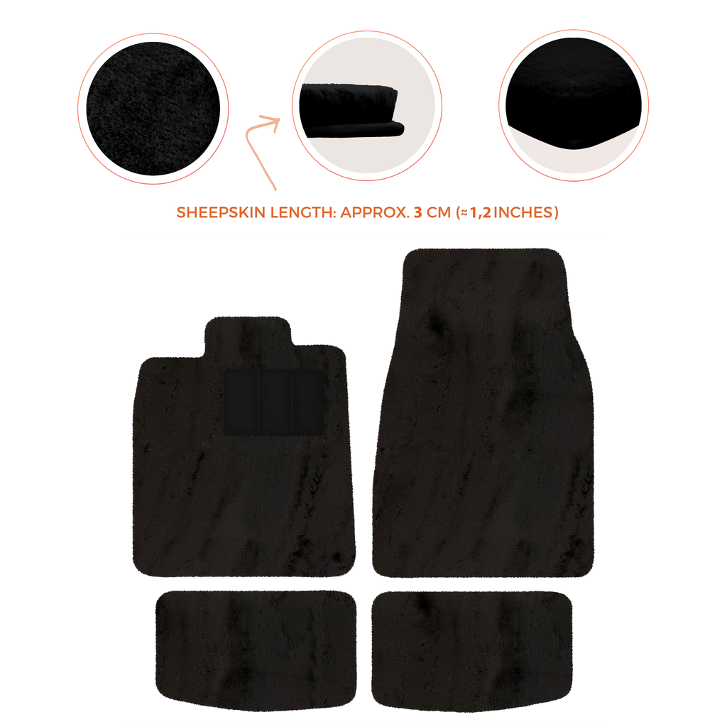 Porsche Taycan (2019-2023) - Sheepskin Length, Various Color Options Custom Fit Premium Velour Floor Mats