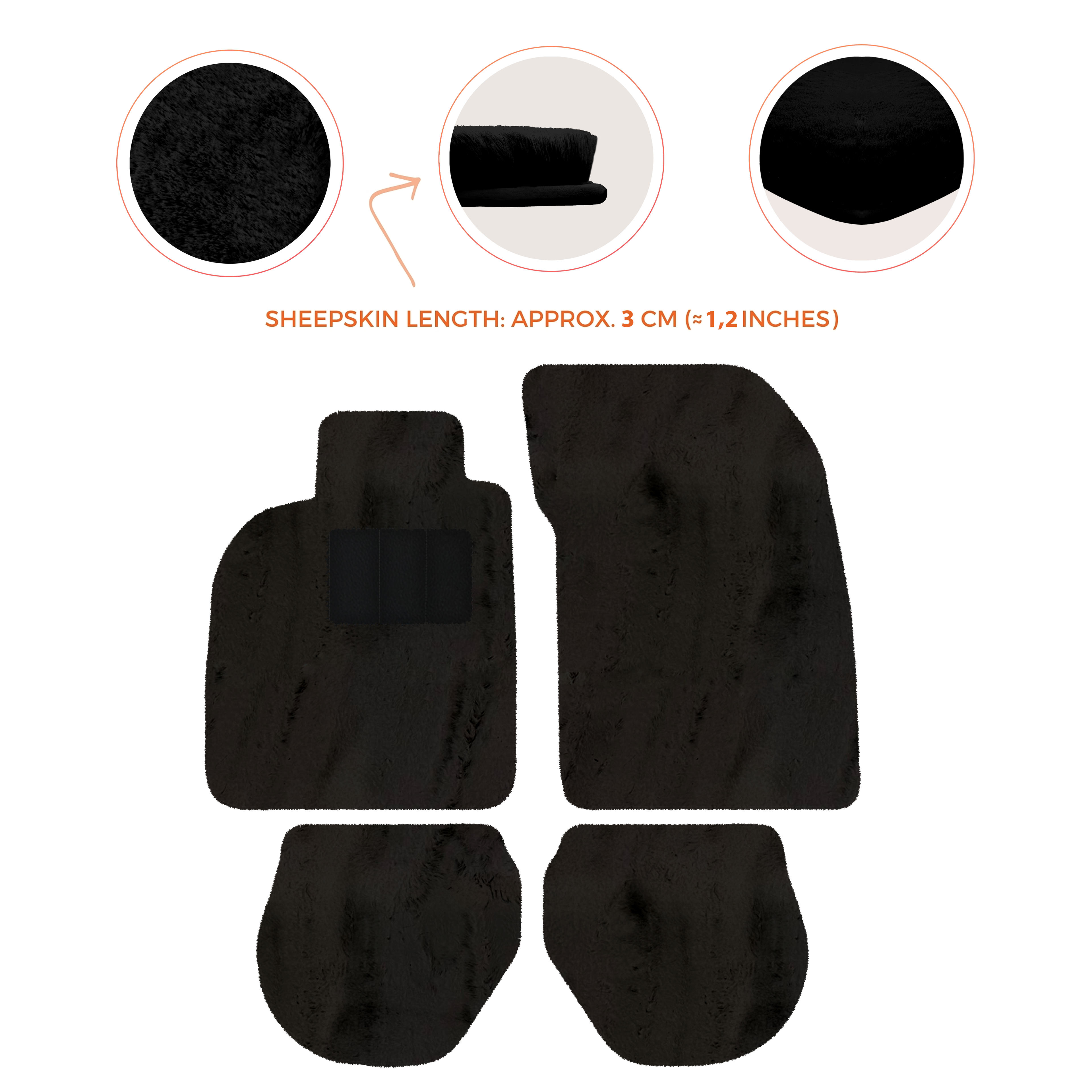 Porsche 911-993 (1993-1998) - Sheepskin Length, Various Color Options Custom Fit Premium Velour Floor Mats