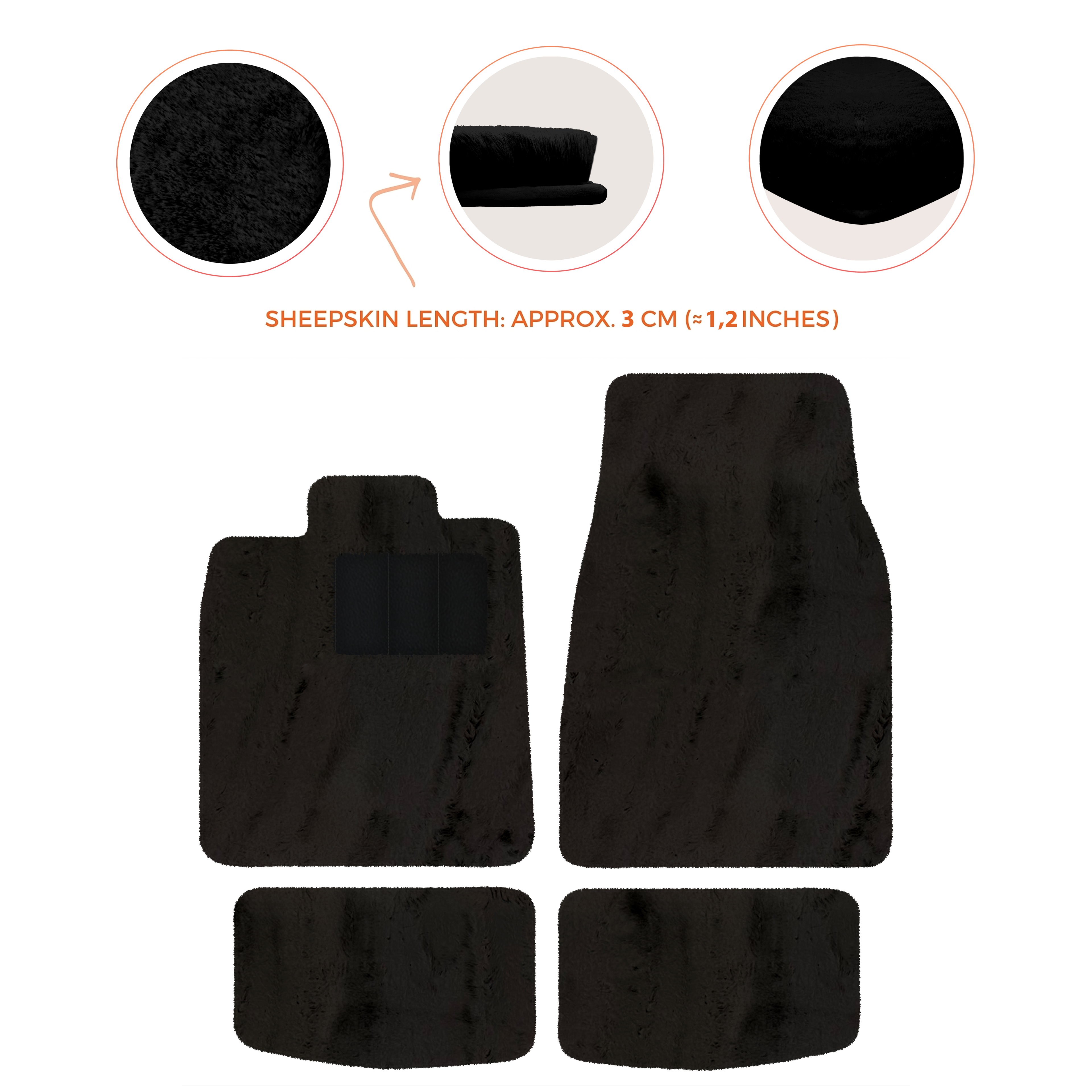 Porsche Taycan (2019-2023) - Sheepskin Length, Various Color Options Custom Fit Premium Velour Floor Mats