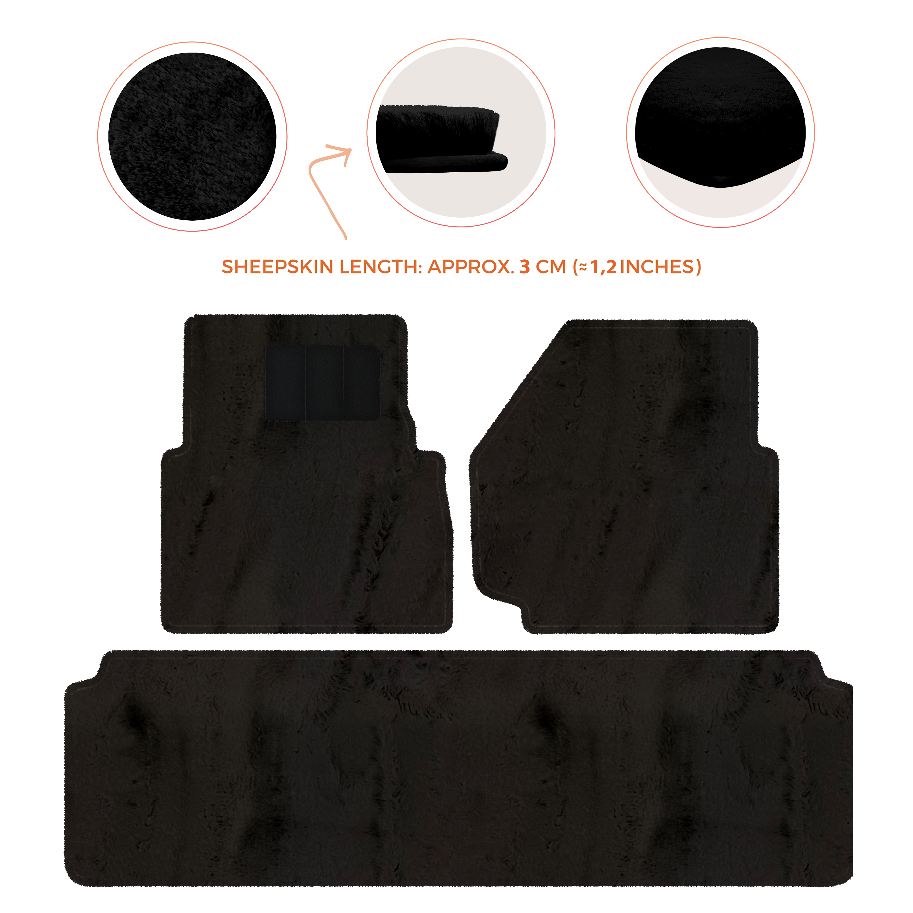 Land Rover Defender 110 (2007-2020) - Sheepskin Length, Various Color Options Custom Fit Premium Velour Floor Mats