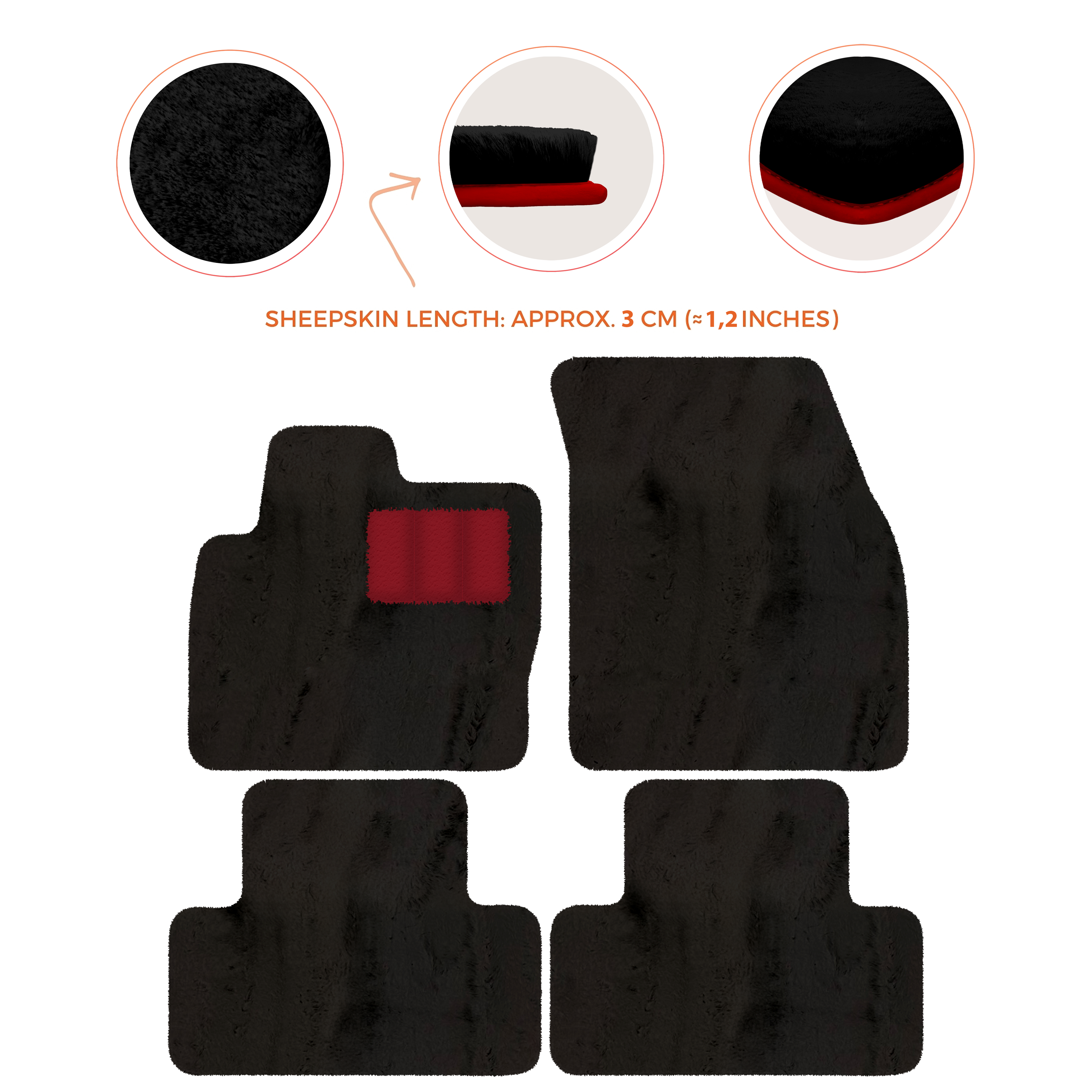 Range Rover Evoque (2015-2019) 5-Doors - Sheepskin Length, Various Color Options Custom Fit Premium Velour Floor Mats