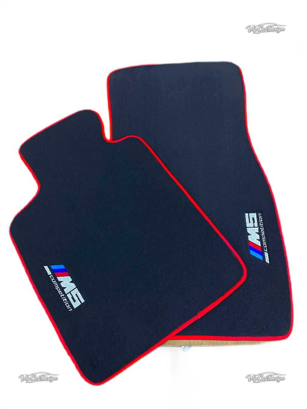 BMW M5 E39 (1998-2003) Custom Fit Floor Mats M5 Logo - Full Set Angled View | VipCarDesign