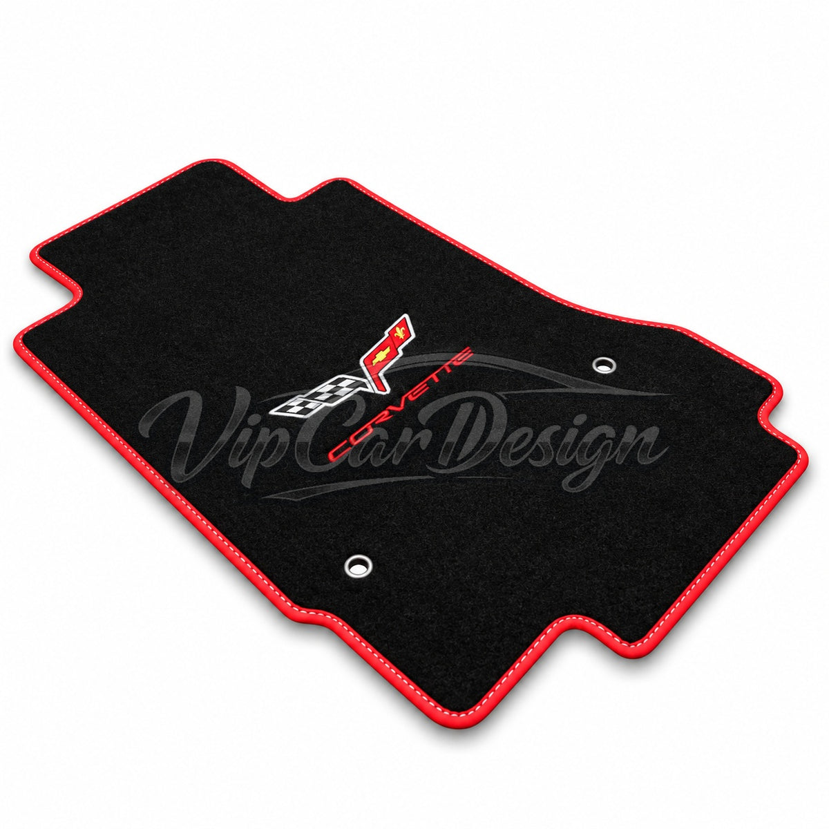 Chevrolet Corvette C6 (2005-2013) Custom Fit Floor Mats Corvette C6 Logo - Logo Embroidery Detail | VipCarDesign