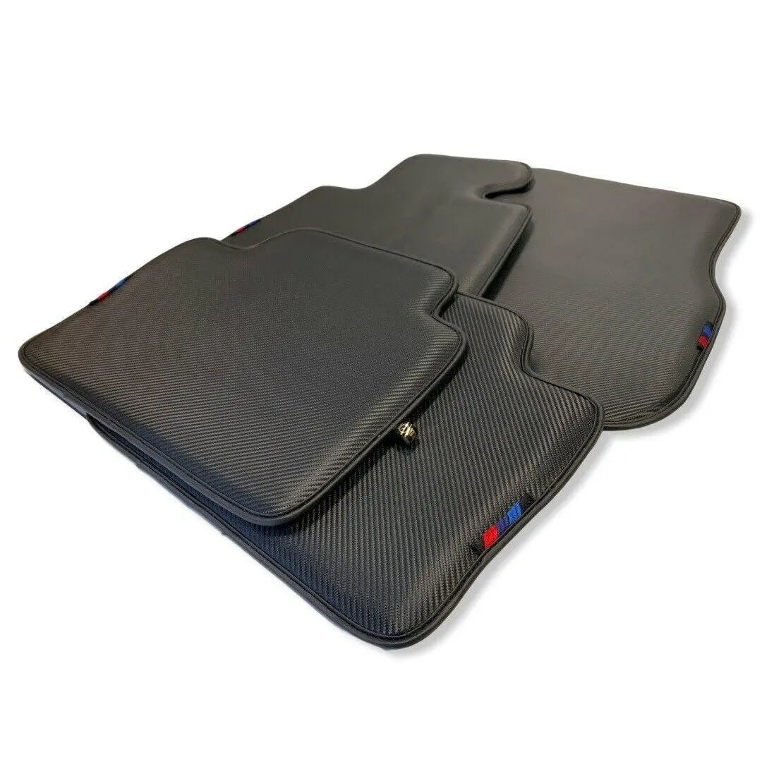 Floor Mats For BMW G61 (2023-2026) Touring Autowin Brand Carbon Fiber Leather Custom Fit Premium Velour Floor Mats