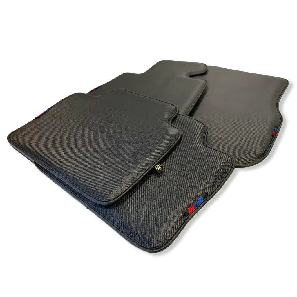 Floor Mats For BMW 2 Series Gran Tourer F46 (2015-2022) 5 Seats Autowin Brand Carbon Fiber Leather Custom Fit Premium Velour Floor Mats
