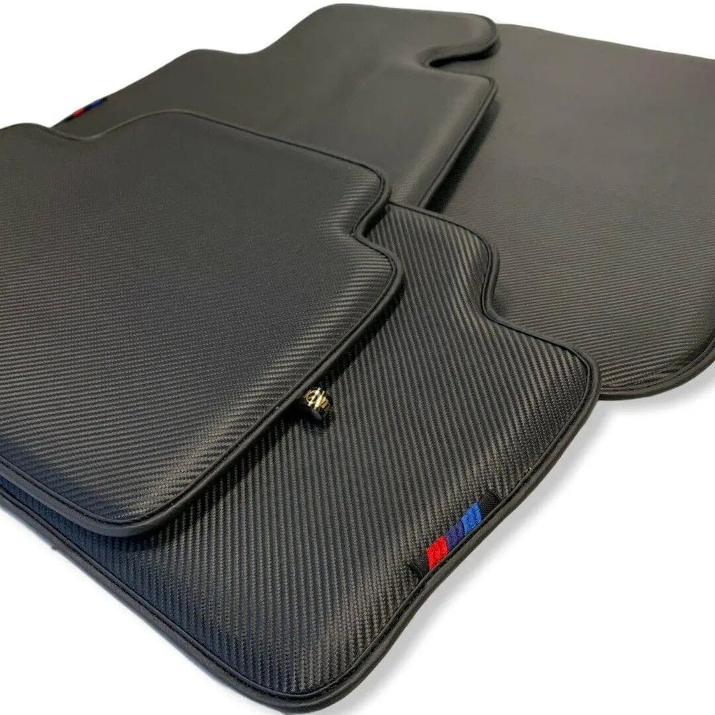 Floor Mats For BMW G61 (2023-2026) Touring Autowin Brand Carbon Fiber Leather Custom Fit Premium Velour Floor Mats