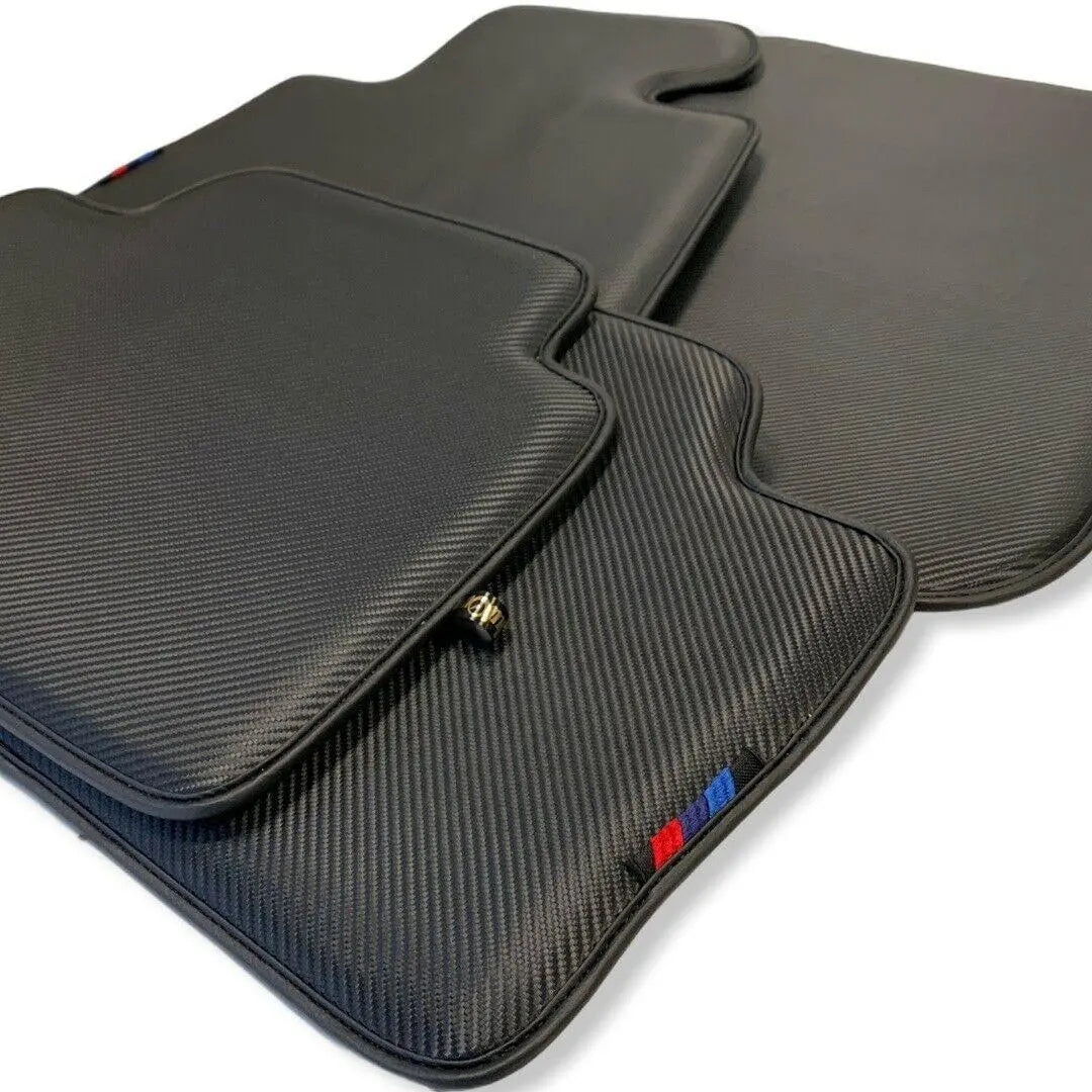 Floor Mats For BMW G61 (2023-2026) Touring Autowin Brand Carbon Fiber Leather Custom Fit Premium Velour Floor Mats