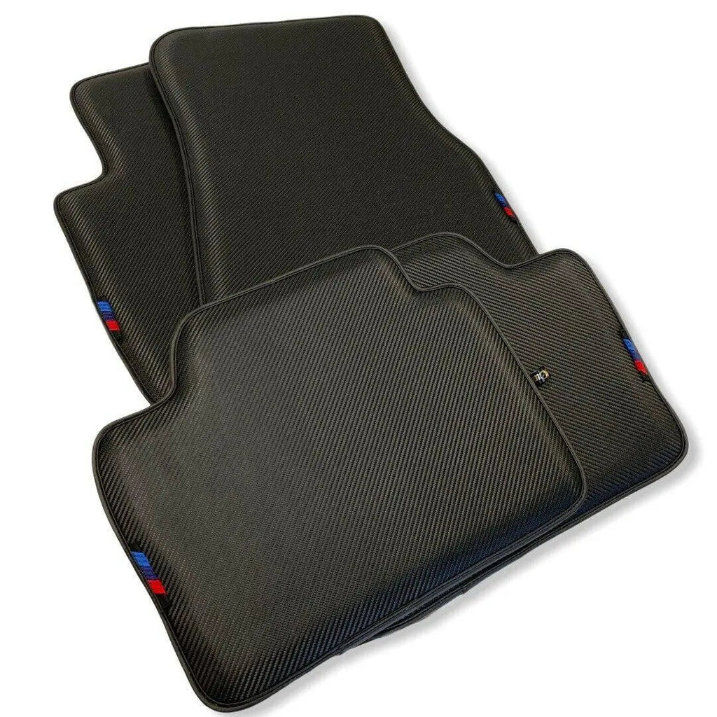 Floor Mats For BMW M5 G90 (2023-2026) Sedan Autowin Brand Carbon Fiber Leather Custom Fit Premium Velour Floor Mats