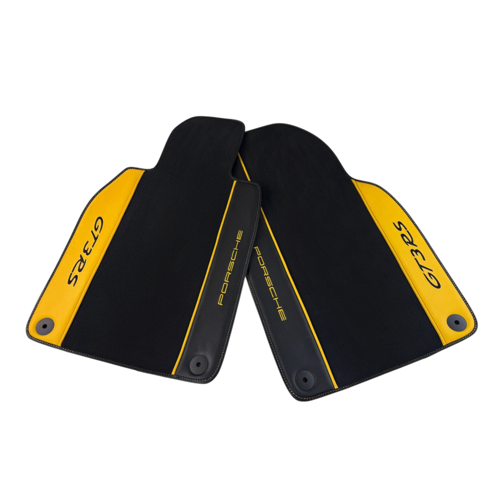 Porsche 911 GT3 RS (2022-2026) with Yellow Leather Custom Fit Premium Velour Floor Mats