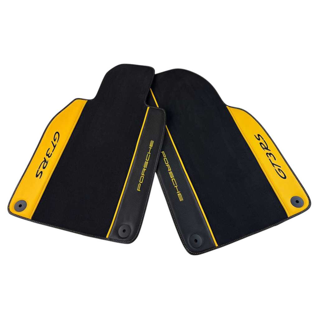 Porsche 911 GT3 RS (2022-2026) with Yellow Leather Custom Fit Premium Velour Floor Mats