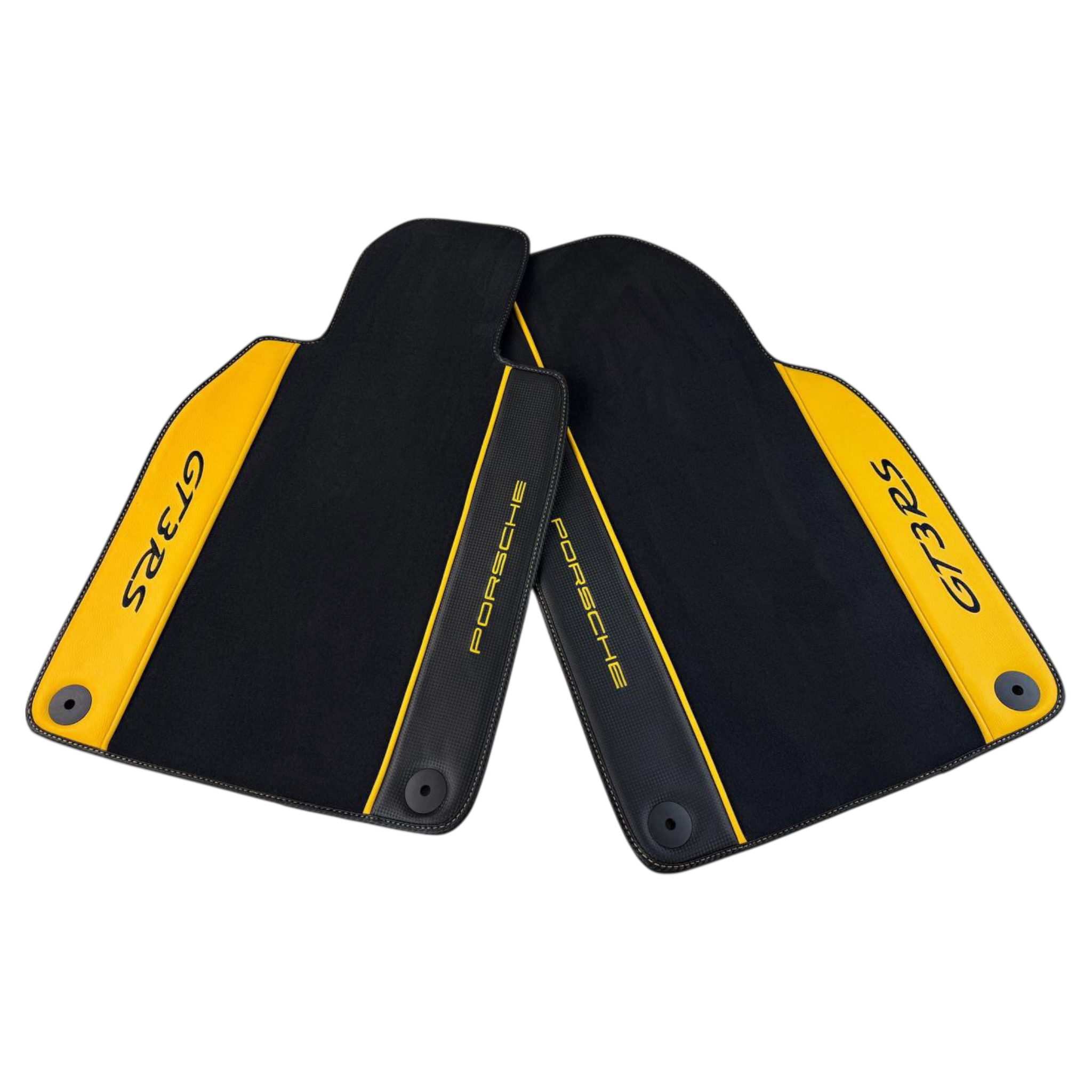 Porsche 911 GT3 RS (2022-2026) with Yellow Leather Custom Fit Premium Velour Floor Mats