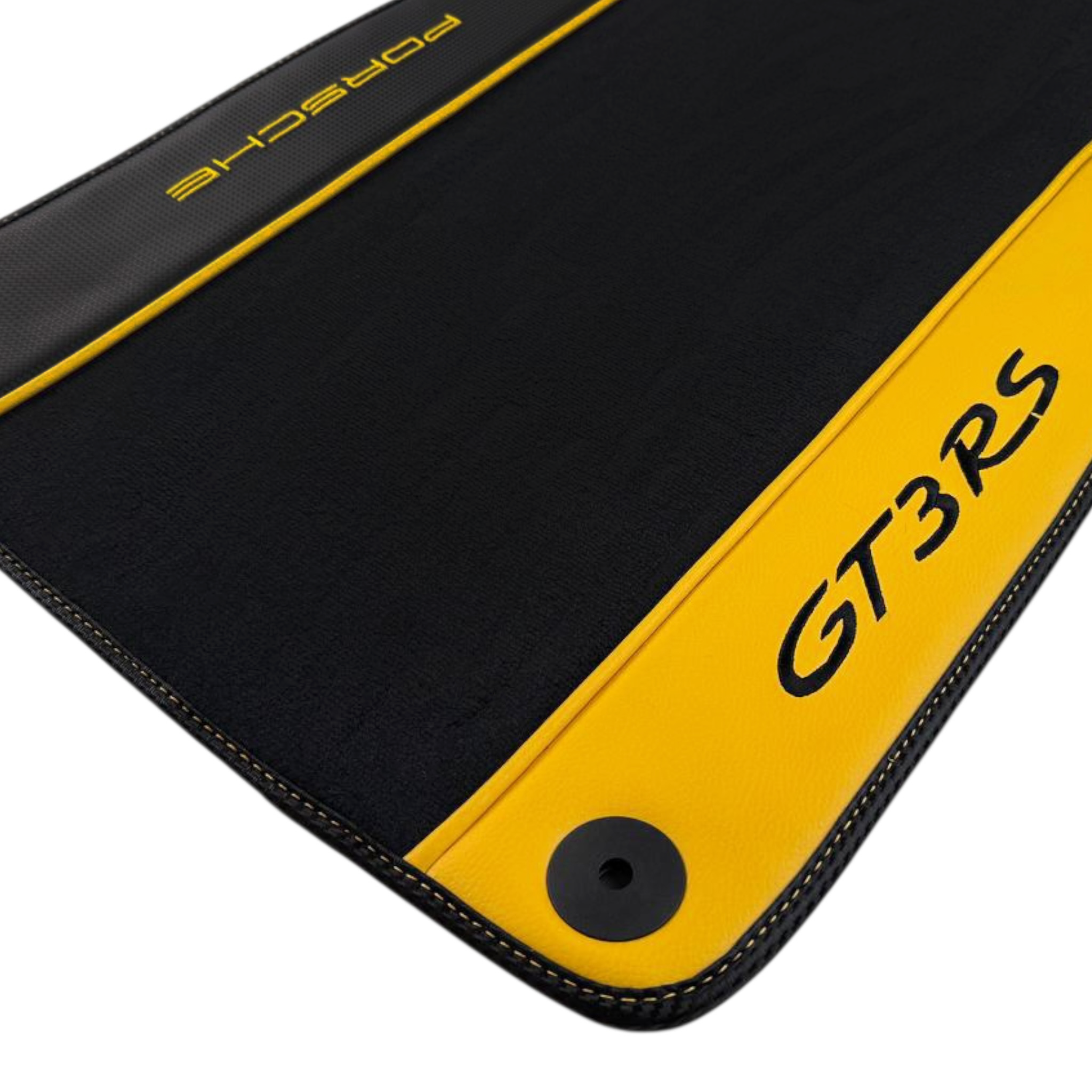 Porsche 911 GT3 RS (2022-2026) with Yellow Leather Custom Fit Premium Velour Floor Mats