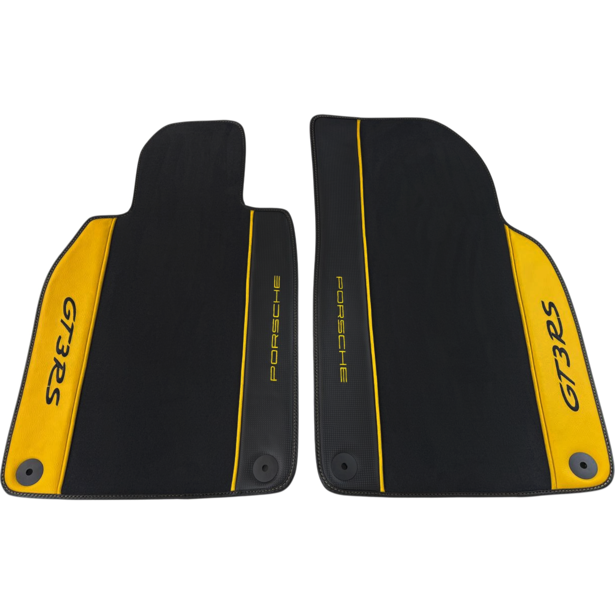 Porsche 911 GT3 RS (2022-2026) with Yellow Leather Custom Fit Premium Velour Floor Mats