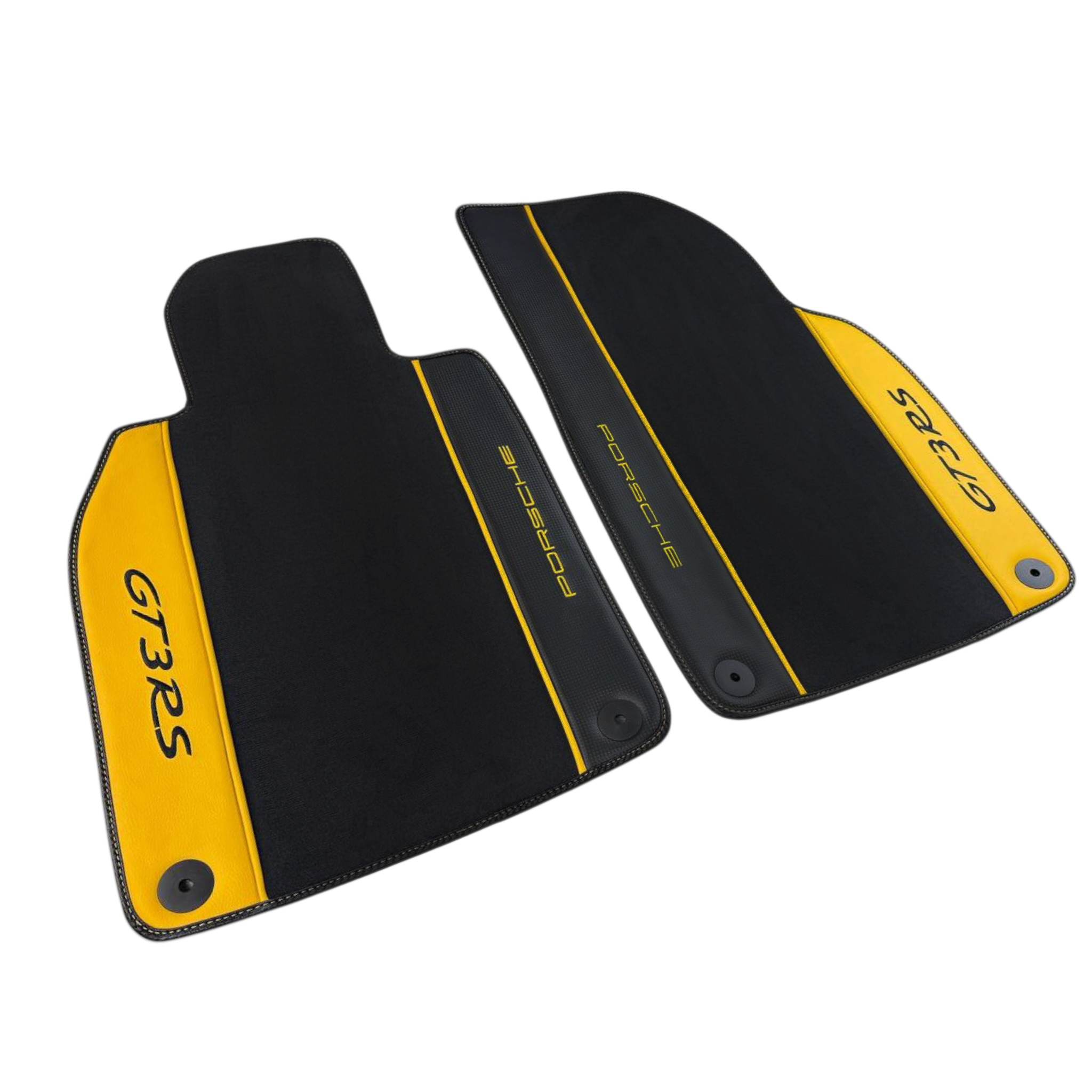Porsche 911 GT3 RS (2022-2026) with Yellow Leather Custom Fit Premium Velour Floor Mats