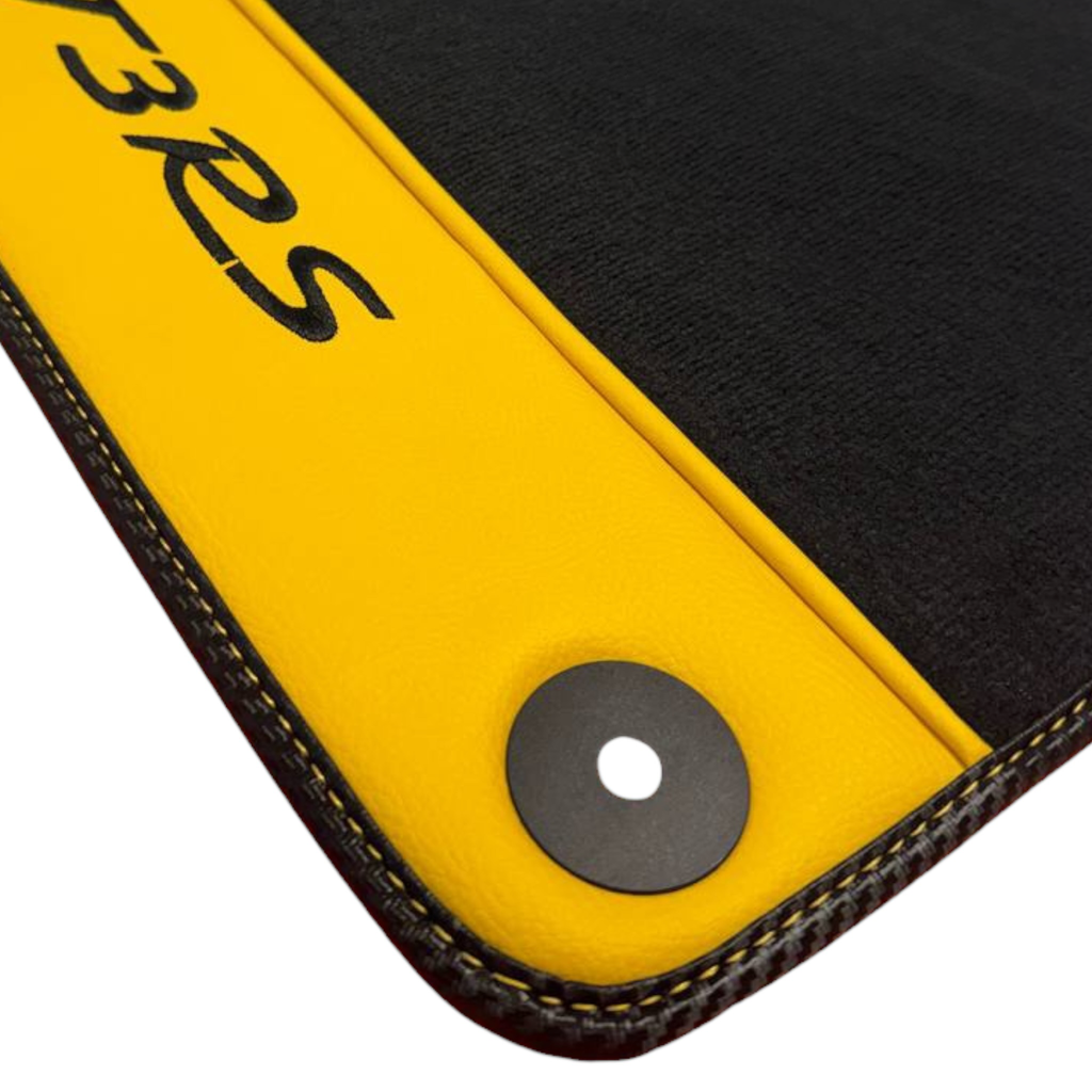 Porsche 911 GT3 RS (2022-2026) with Yellow Leather Custom Fit Premium Velour Floor Mats