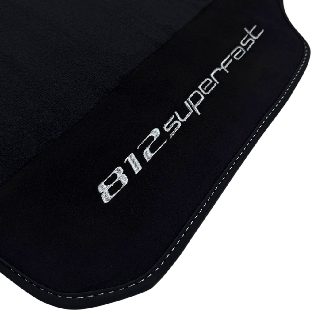 Ferrari 812 Superfast with Black Alcantara Leather Custom Fit Premium Velour Floor Mats