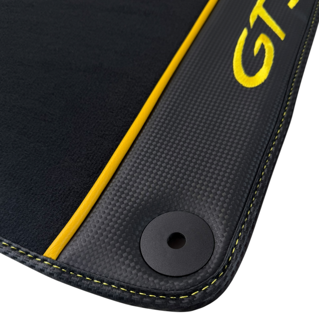 Porsche 911 - 992 (2019-2026) GT3 with Carbon Fiber | Yellow Edition Custom Fit Premium Velour Floor Mats