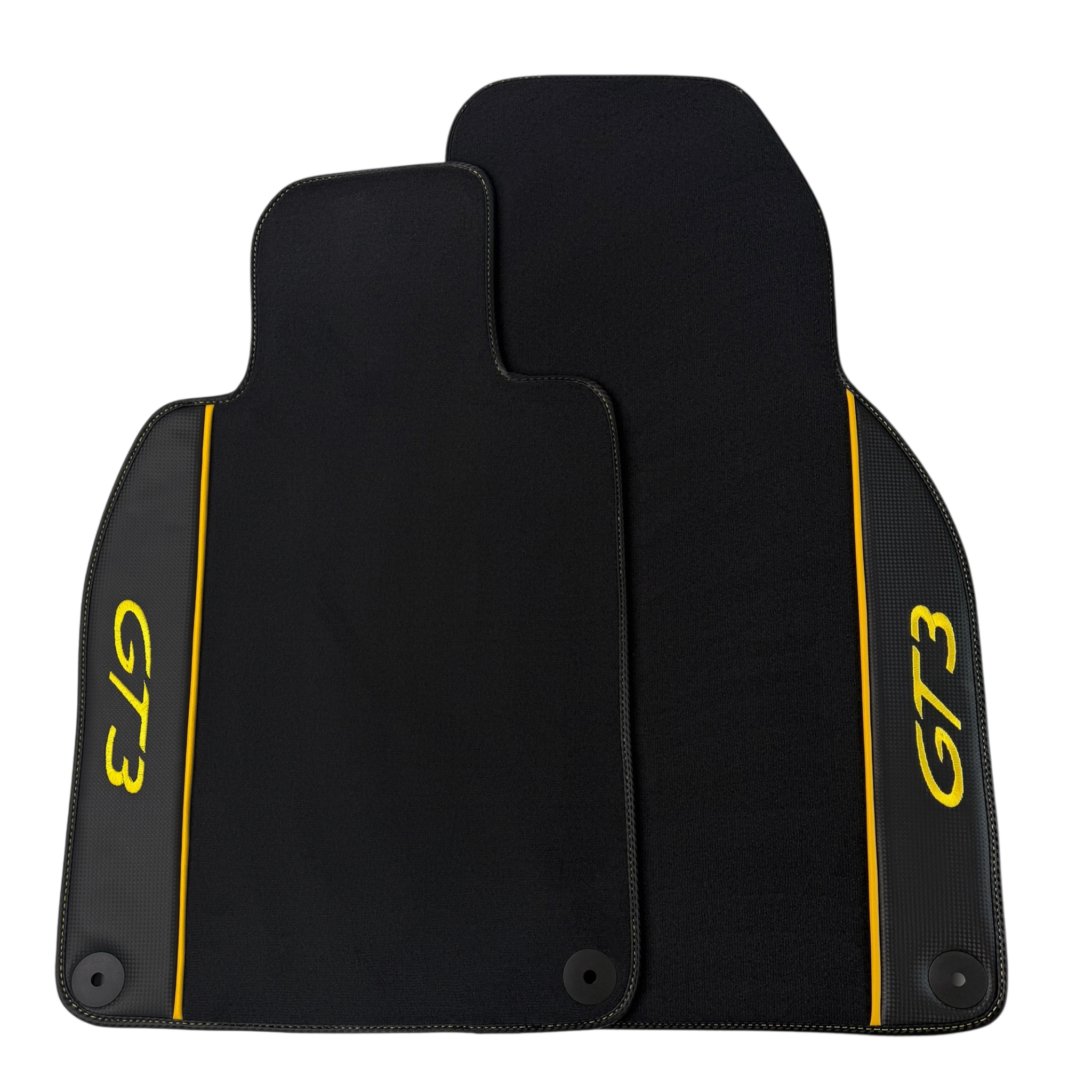 Porsche 911 - 992 (2019-2026) GT3 with Carbon Fiber | Yellow Edition Custom Fit Premium Velour Floor Mats