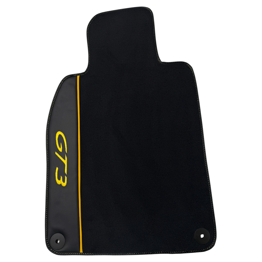 Porsche 911 - 992 (2019-2026) GT3 with Carbon Fiber | Yellow Edition Custom Fit Premium Velour Floor Mats