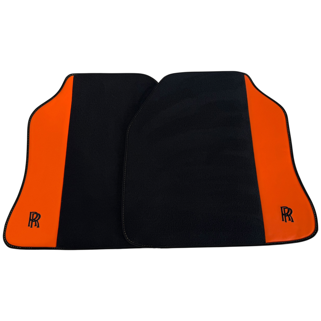 Rolls Royce Ghost Series I (2010â€“2020) with Orange Leather Custom Fit Premium Velour Floor Mats