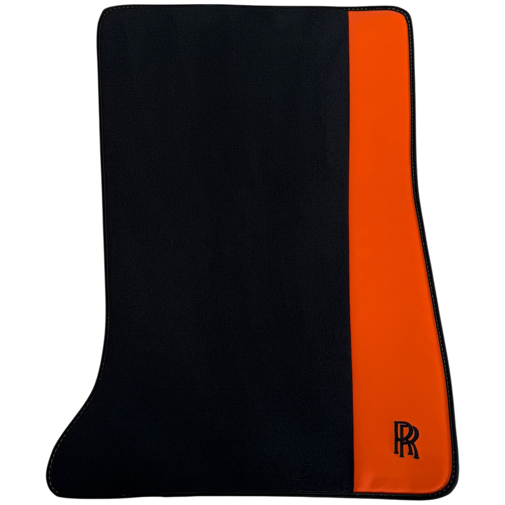 Rolls Royce Ghost Series I (2010â€“2020) with Orange Leather Custom Fit Premium Velour Floor Mats