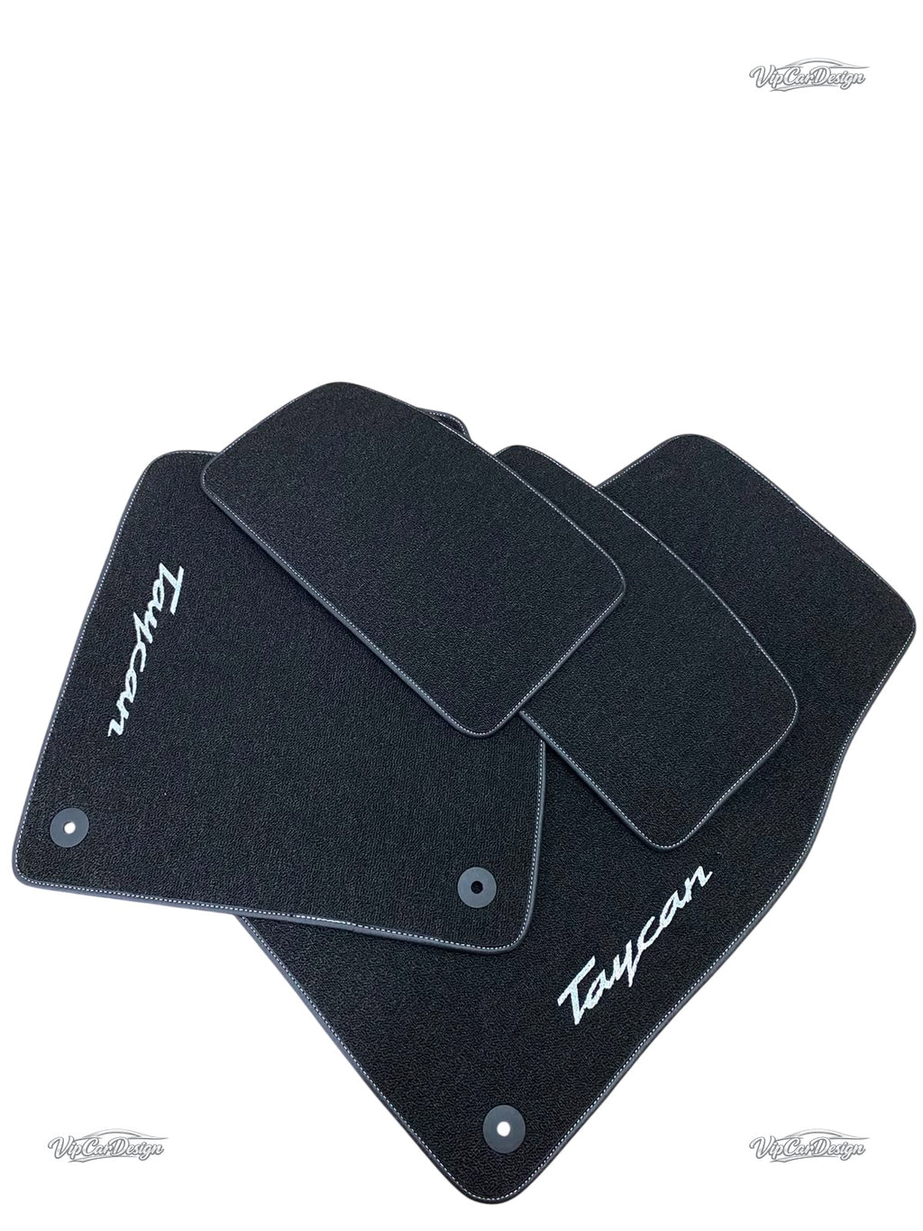 Porsche Taycan (2020-2025) Custom Fit Floor Mats Taycan Logo - Front Floor Mats | VipCarDesign
