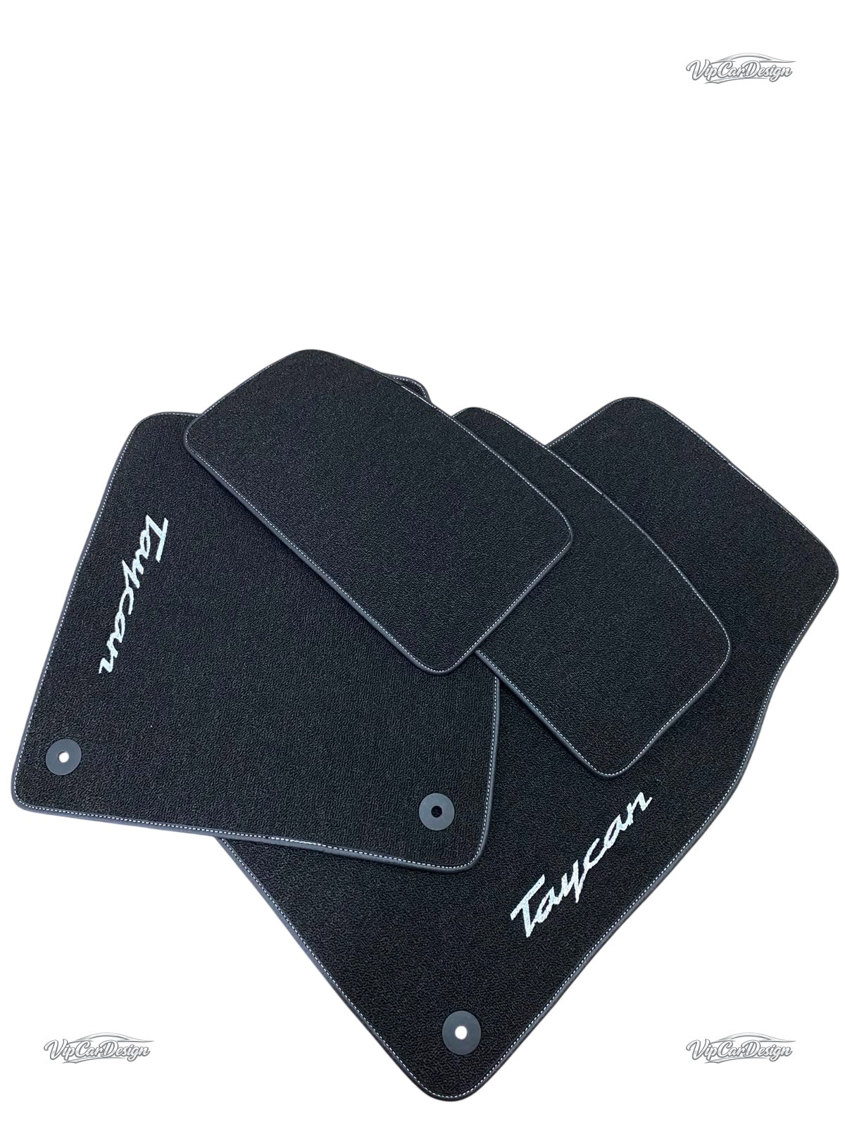 Porsche Taycan (2020-2025) Custom Fit Floor Mats Taycan Logo - Front Floor Mats | VipCarDesign