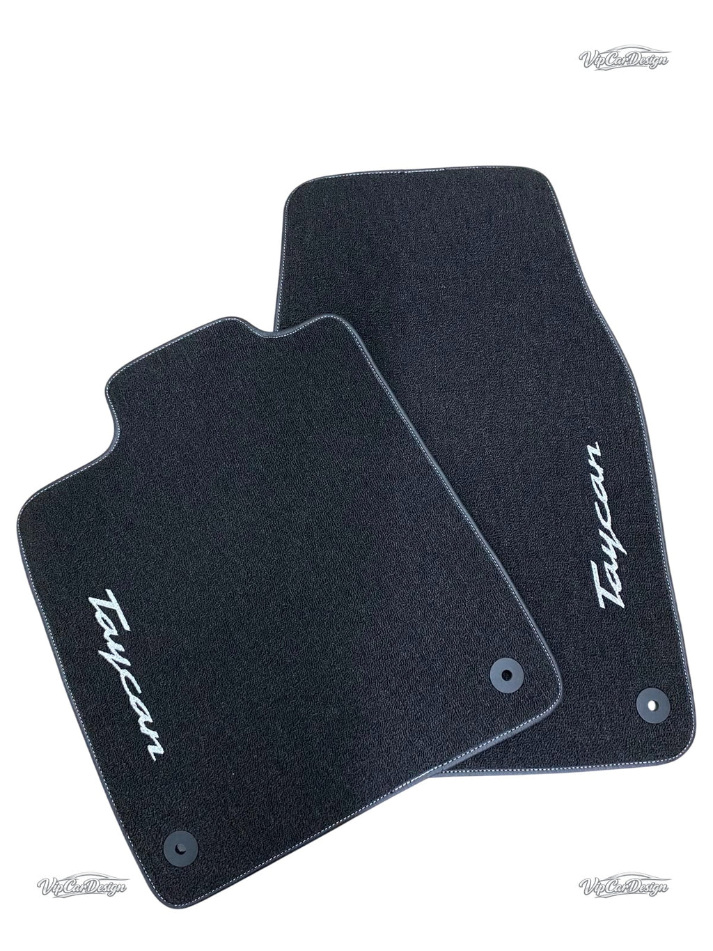 Porsche Taycan (2020-2025) Custom Fit Floor Mats Taycan Logo - Rear Floor Mats | VipCarDesign