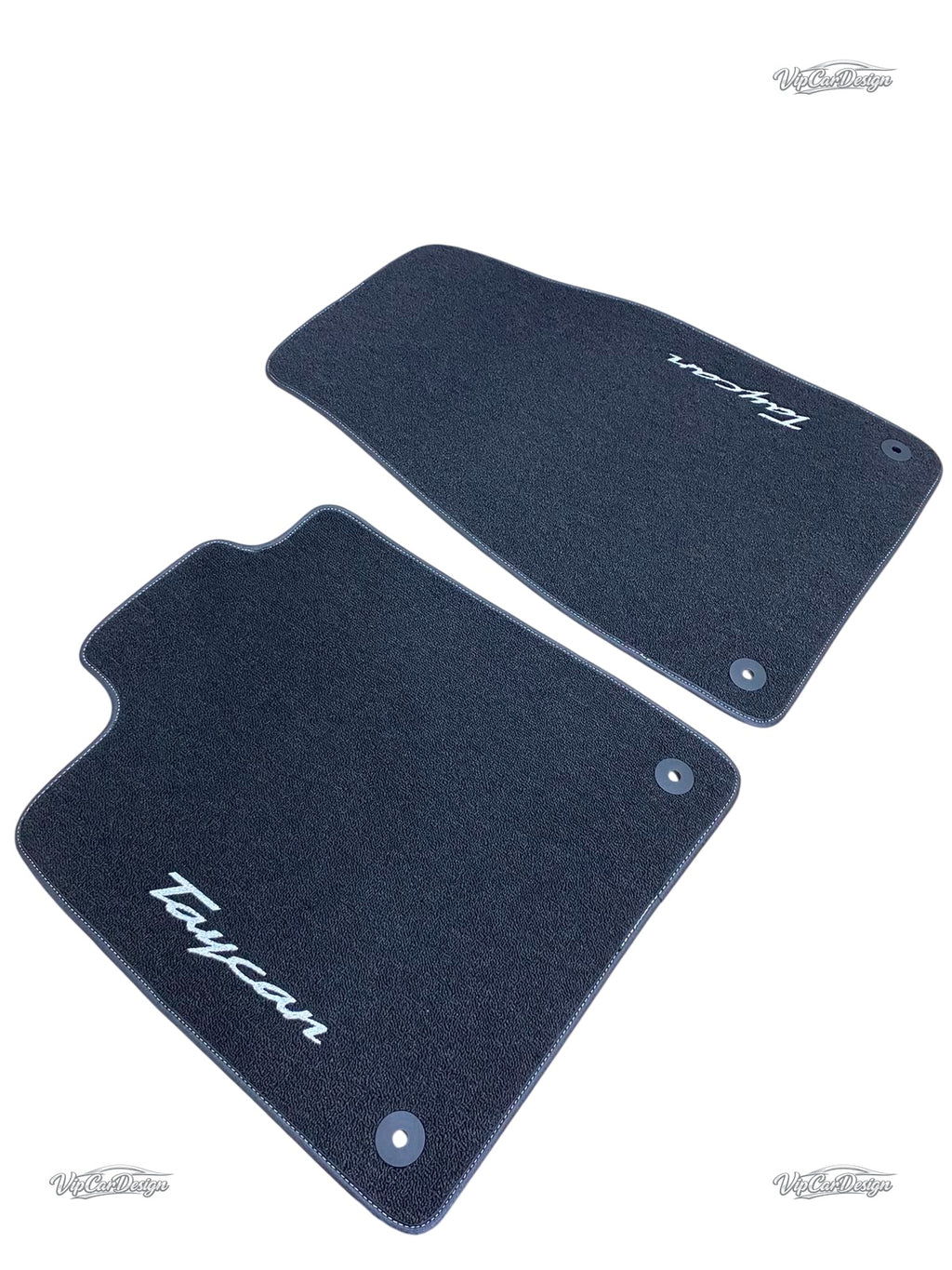 Porsche Taycan (2020-2025) Custom Fit Floor Mats Taycan Logo - Taycan Logo Detail | VipCarDesign