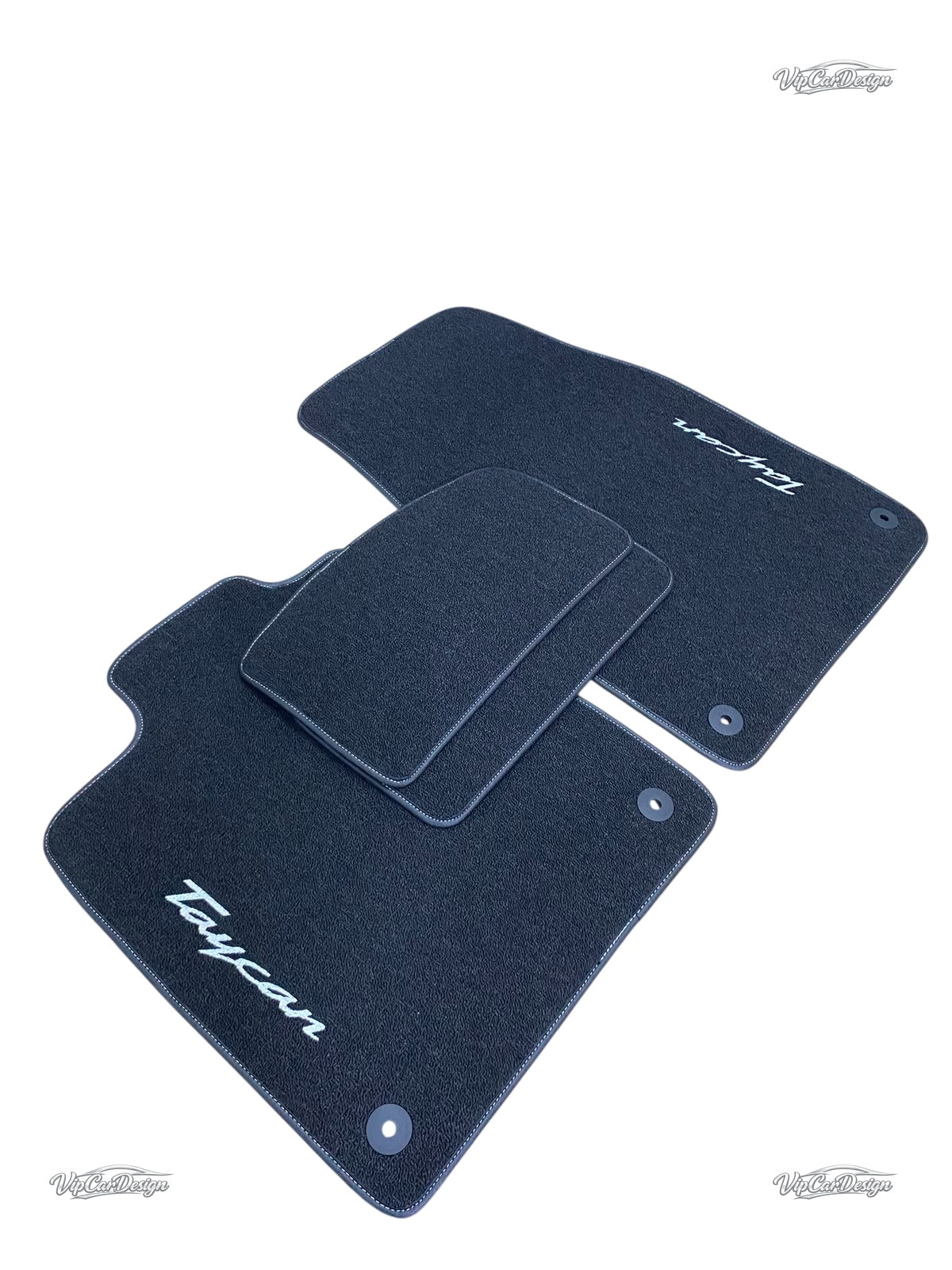 Porsche Taycan (2020-2025) Custom Fit Floor Mats Taycan Logo - Close-Up Texture | VipCarDesign