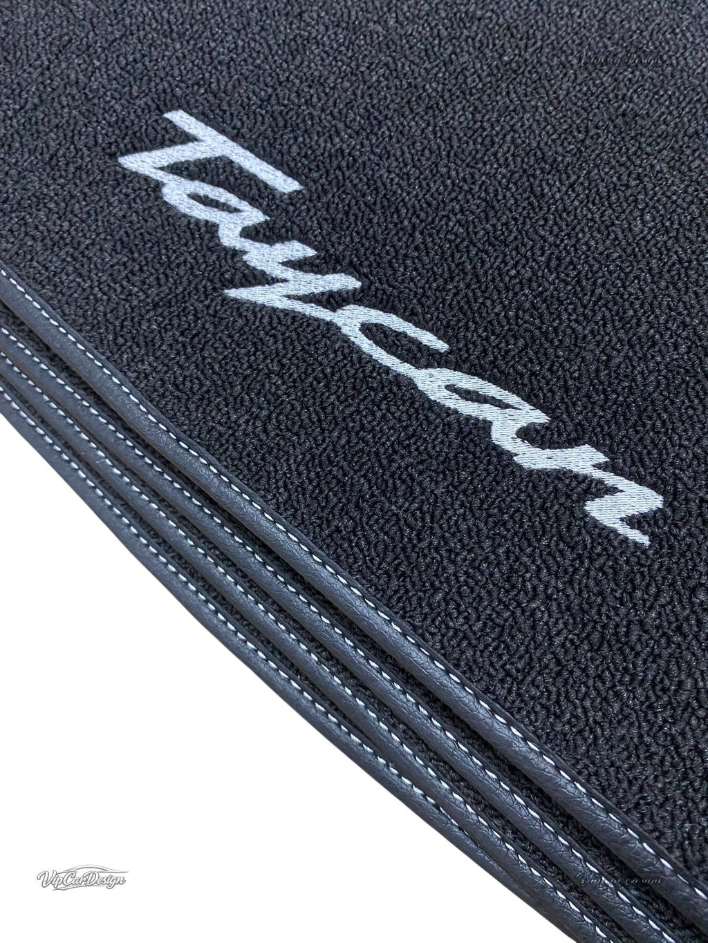 Porsche Taycan (2020-2025) Custom Fit Floor Mats Taycan Logo - Premium Velour Detail | VipCarDesign