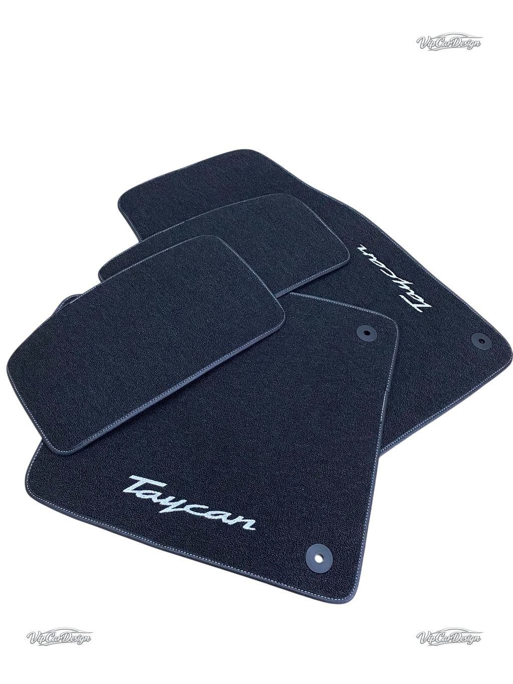 Porsche Taycan (2020-2025) Custom Fit Floor Mats Taycan Logo - Edge Color Detail | VipCarDesign
