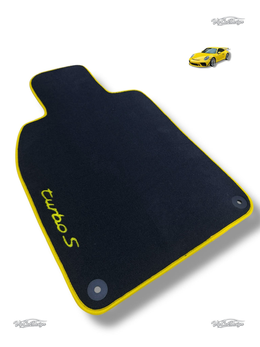 Porsche 991 (2012-2019) Custom Fit Floor Mats TurboS Logo - Complete Set Overview | VipCarDesign